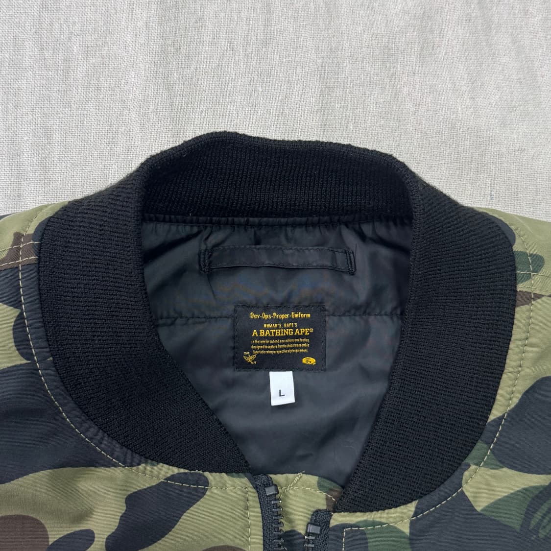 베이프 에이프 카모 ma-1 자켓 L 상품이미지6