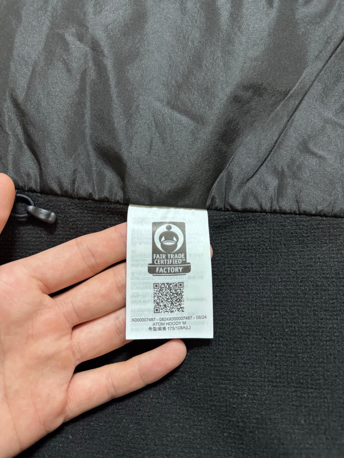 (새상품급) 아크테릭스 아톰 후디 블랙  상품이미지9