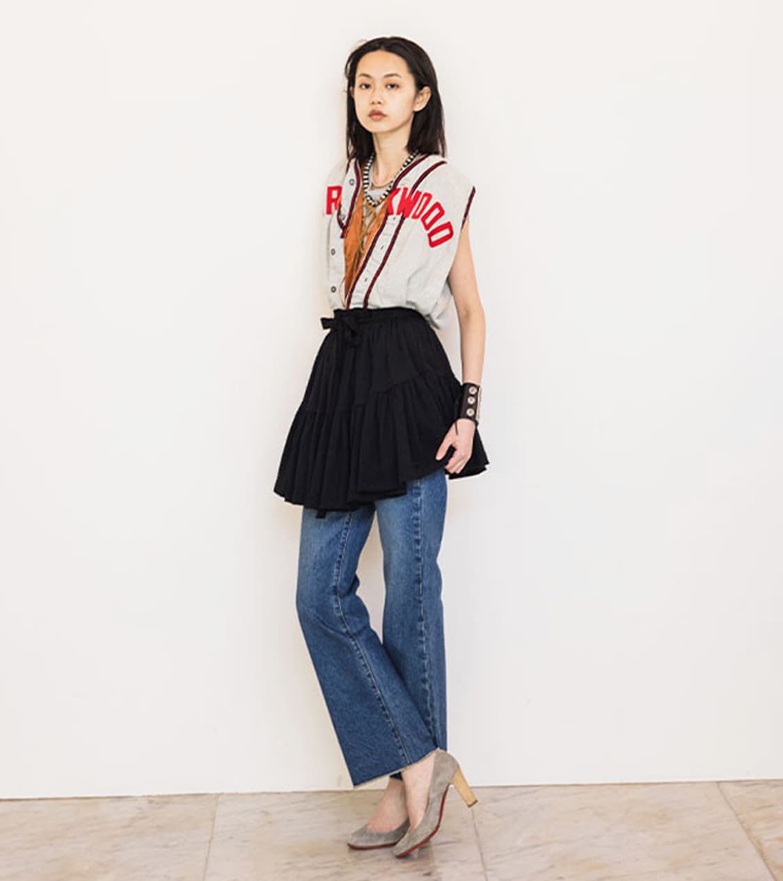 BEAMS JAPAN - 25SS TIERED WRAP SKIRT 상품이미지2