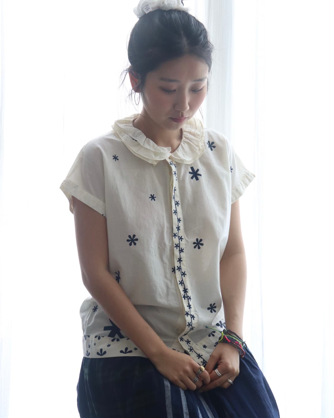 [Beams Boy] Floral Frill Collar Blouse 상품이미지1