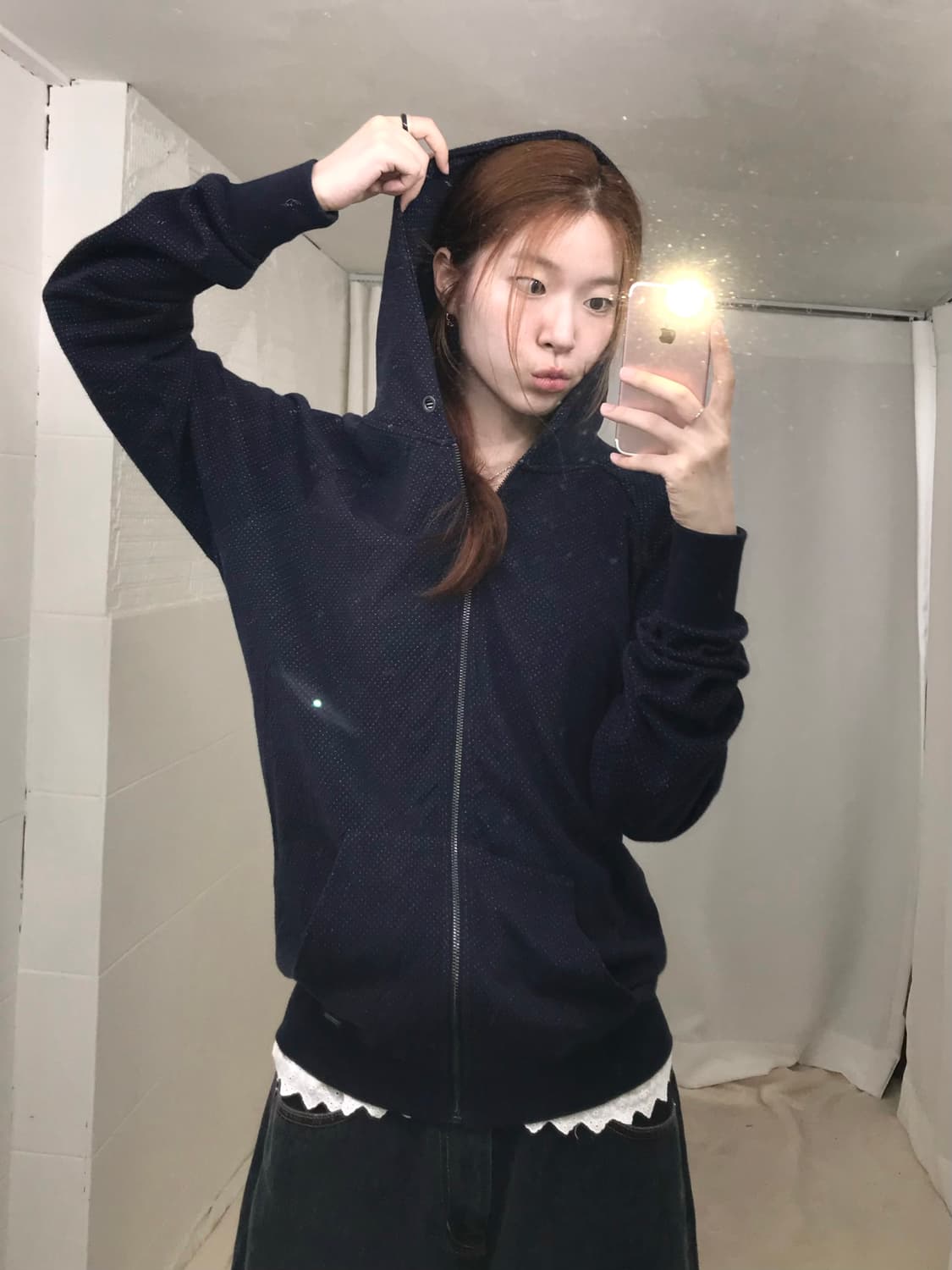 디젤 네이비 도트 후드집업 상품이미지3