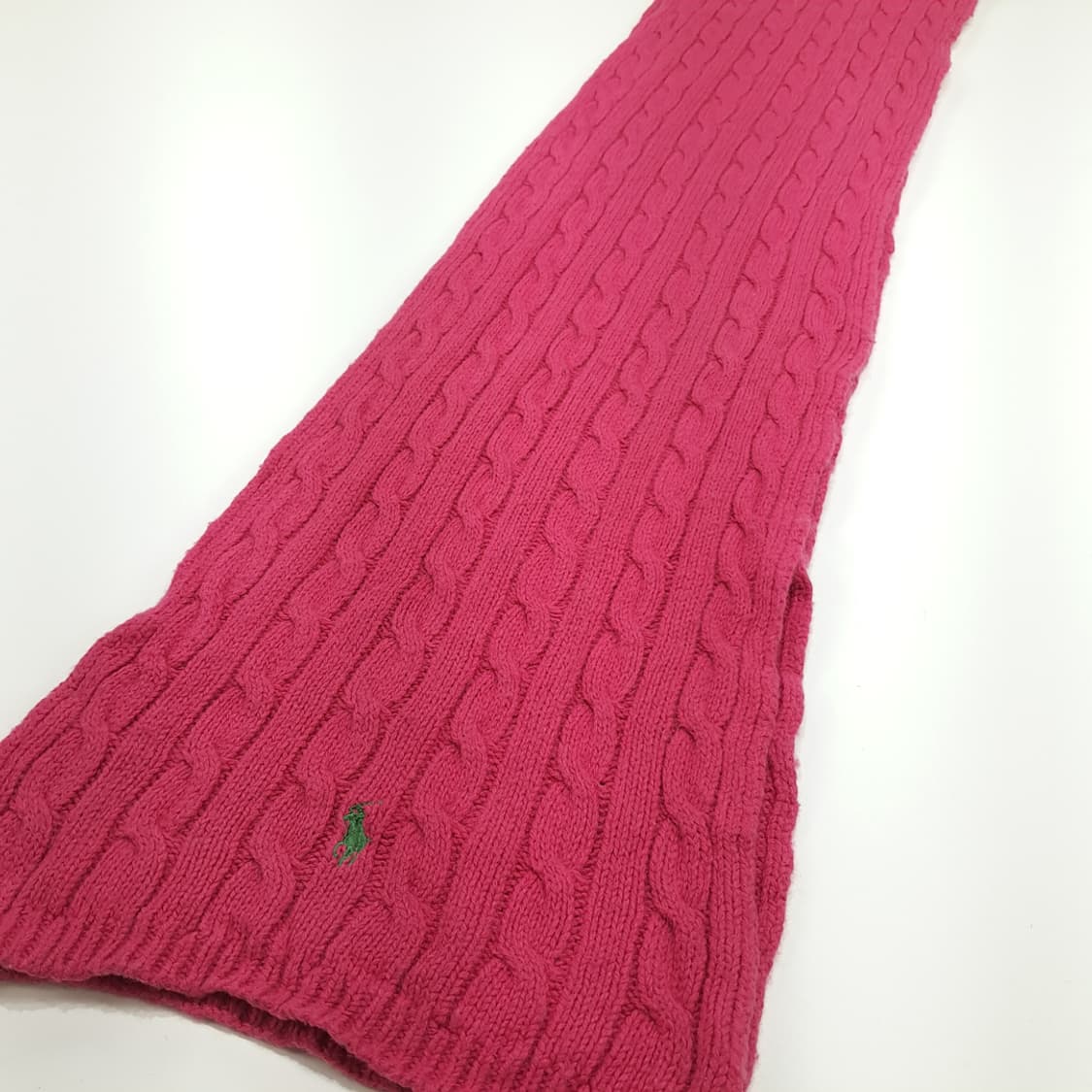 MX284 폴로 랄프로렌 핑크 코튼 울 케이블 니트 목도리 머플러 상품이미지2