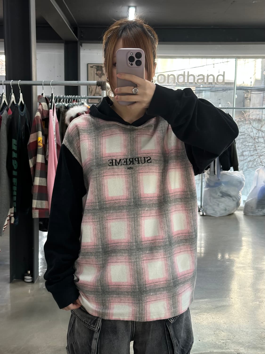 슈프림 17AW 쉐도우 플래드 후드티 상품이미지3