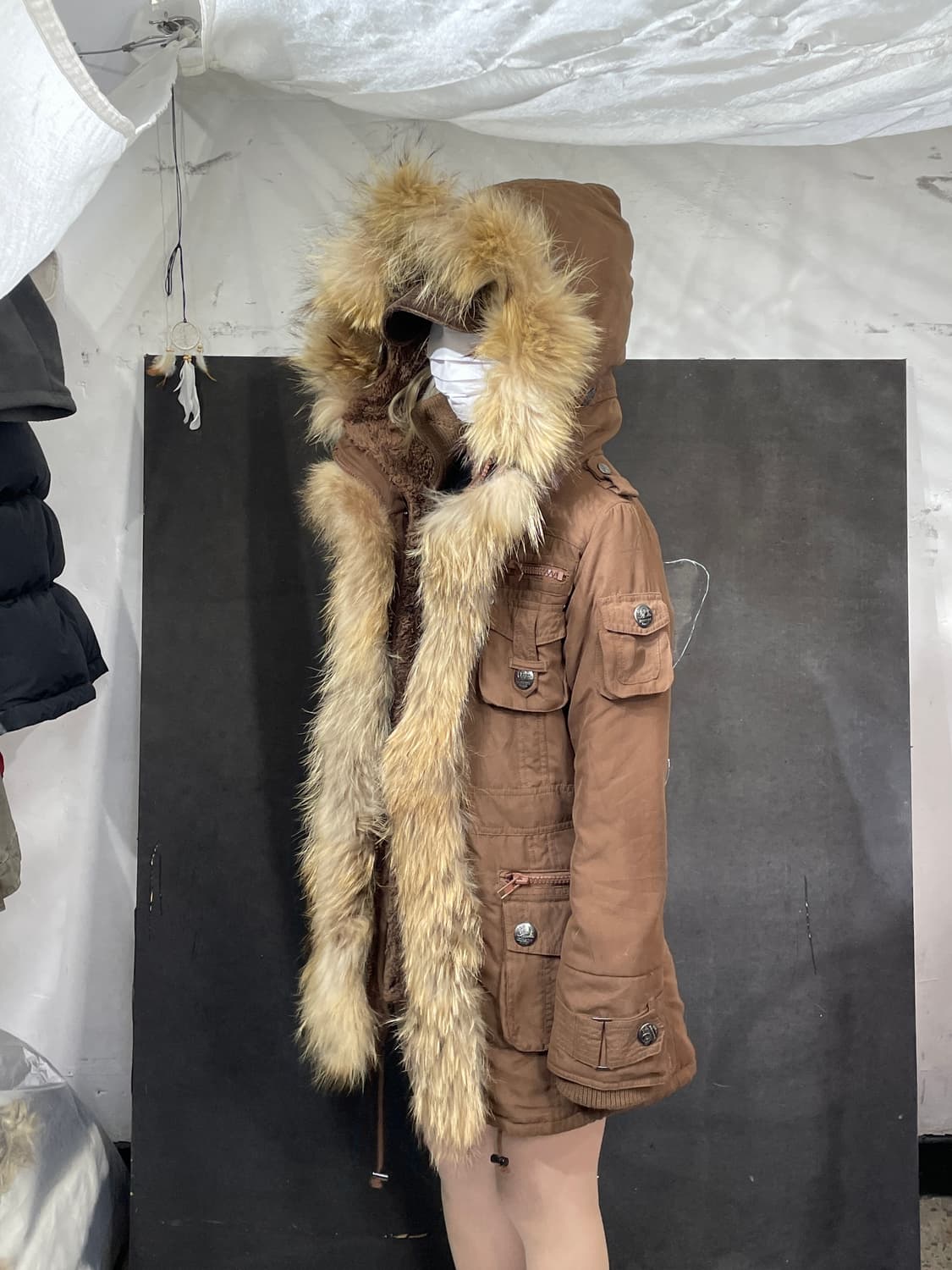 일본빈티지 Durer 멀티 포켓 라쿤 퍼 필드 자켓 M 상품이미지2