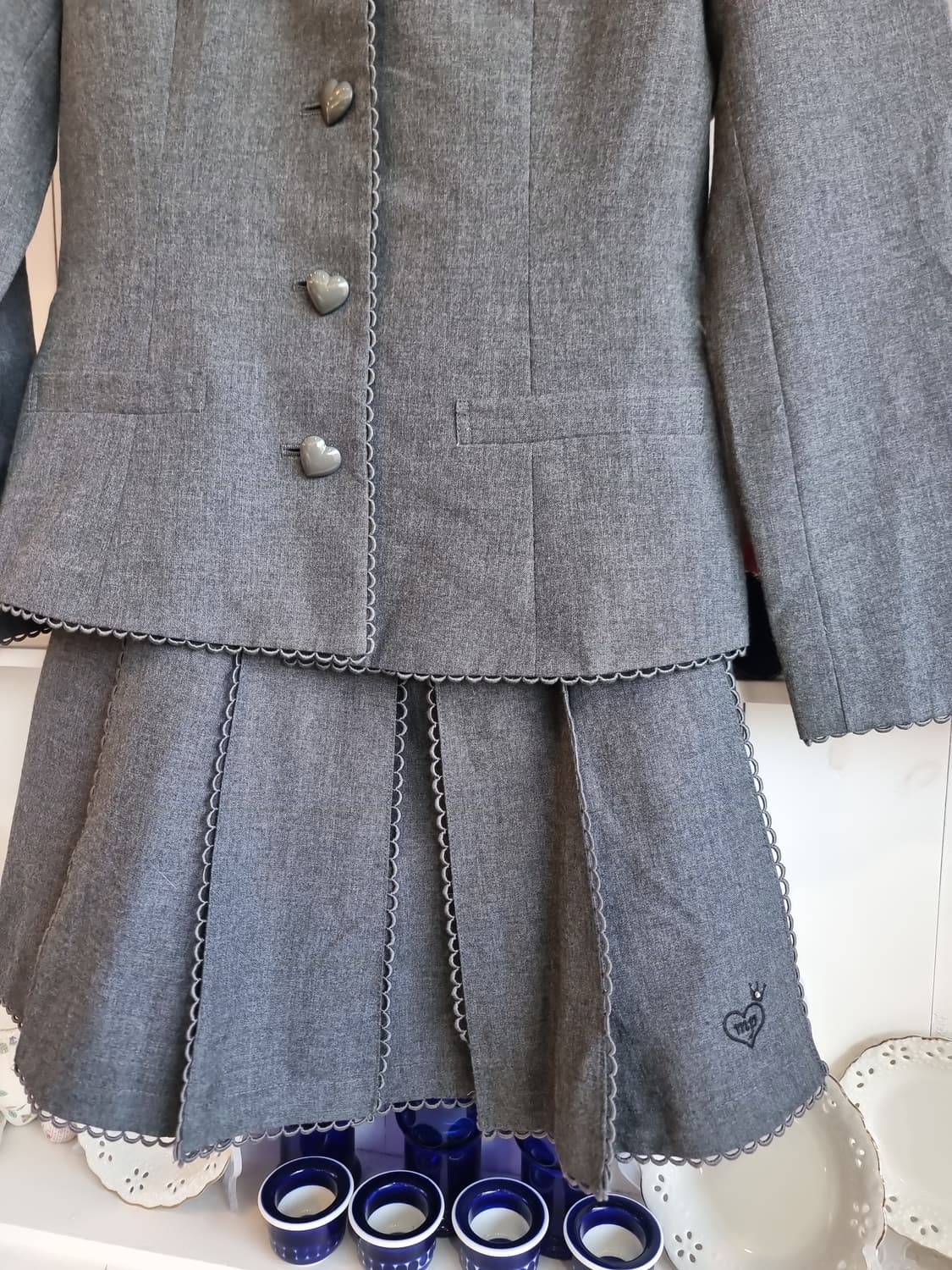 (mezzo piano/메조피아노) 그레이 하트버튼 포멀 셋업 세트 상품이미지3