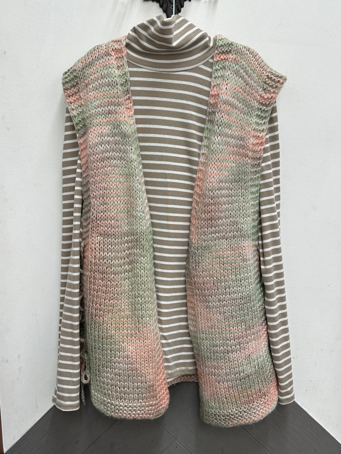 🍀하구미의 파스텔 코디세트🍀 니트조끼 미디스커트 목폴라 그런지 상품이미지3