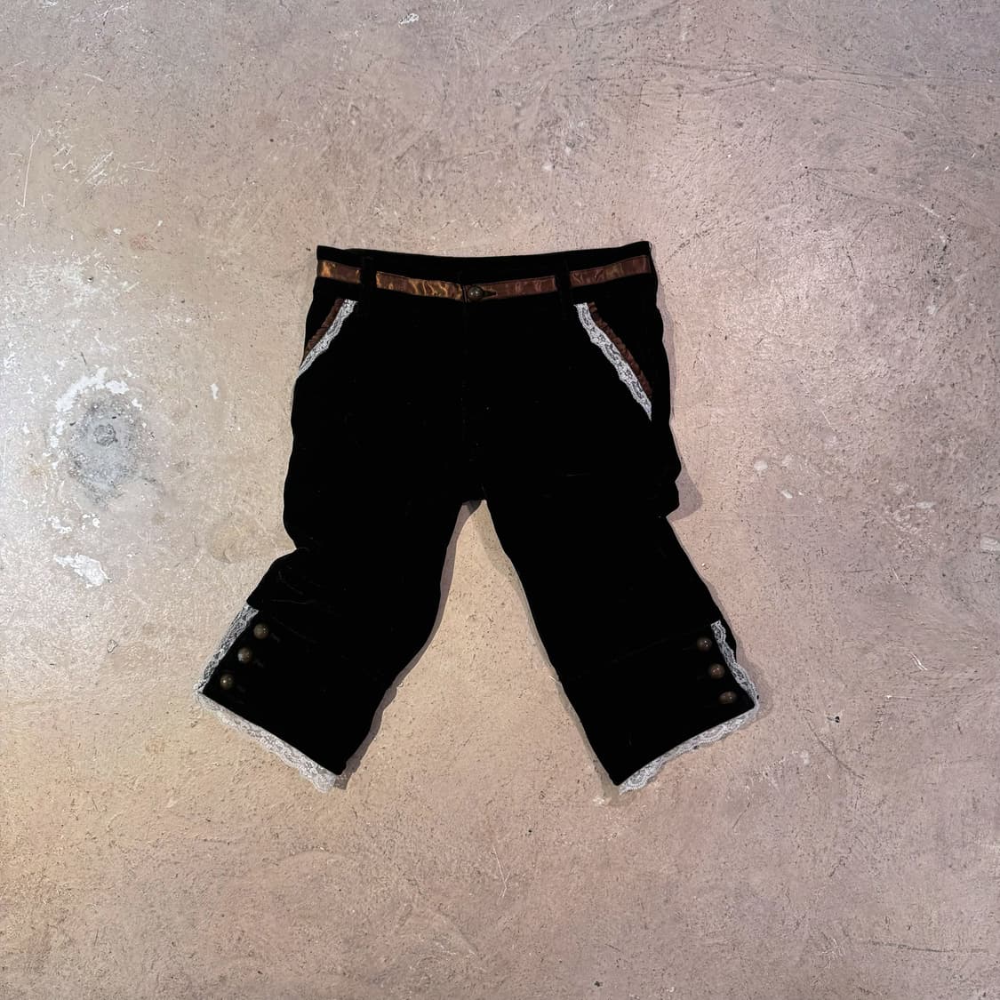 브라운 벨벳 레이스 7부 팬츠 상품이미지1