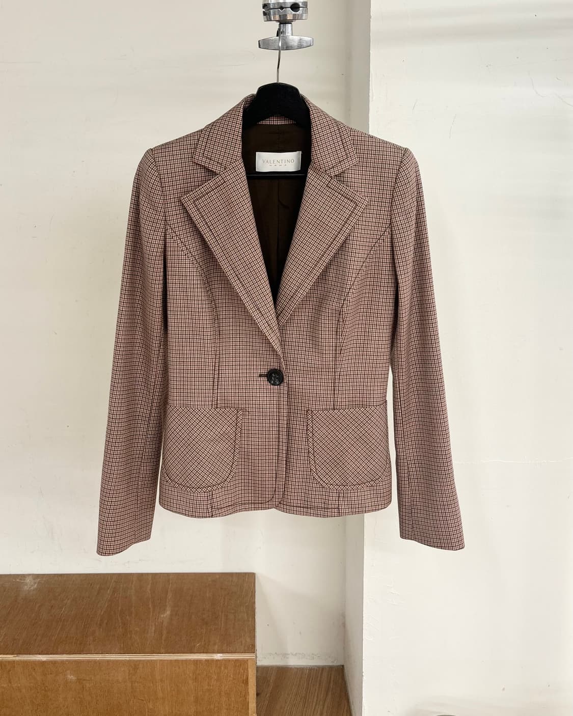 발렌티노 브라운 플래드 싱글버튼 자켓 상품이미지1