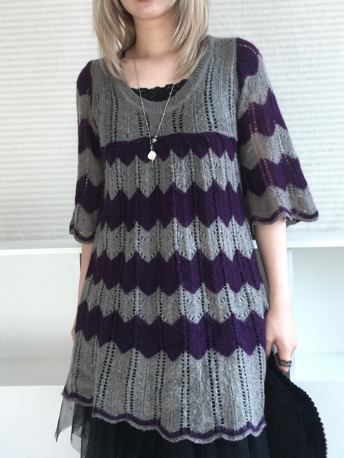 jpn vintage charcoal gray kiki knit ops 상품이미지5