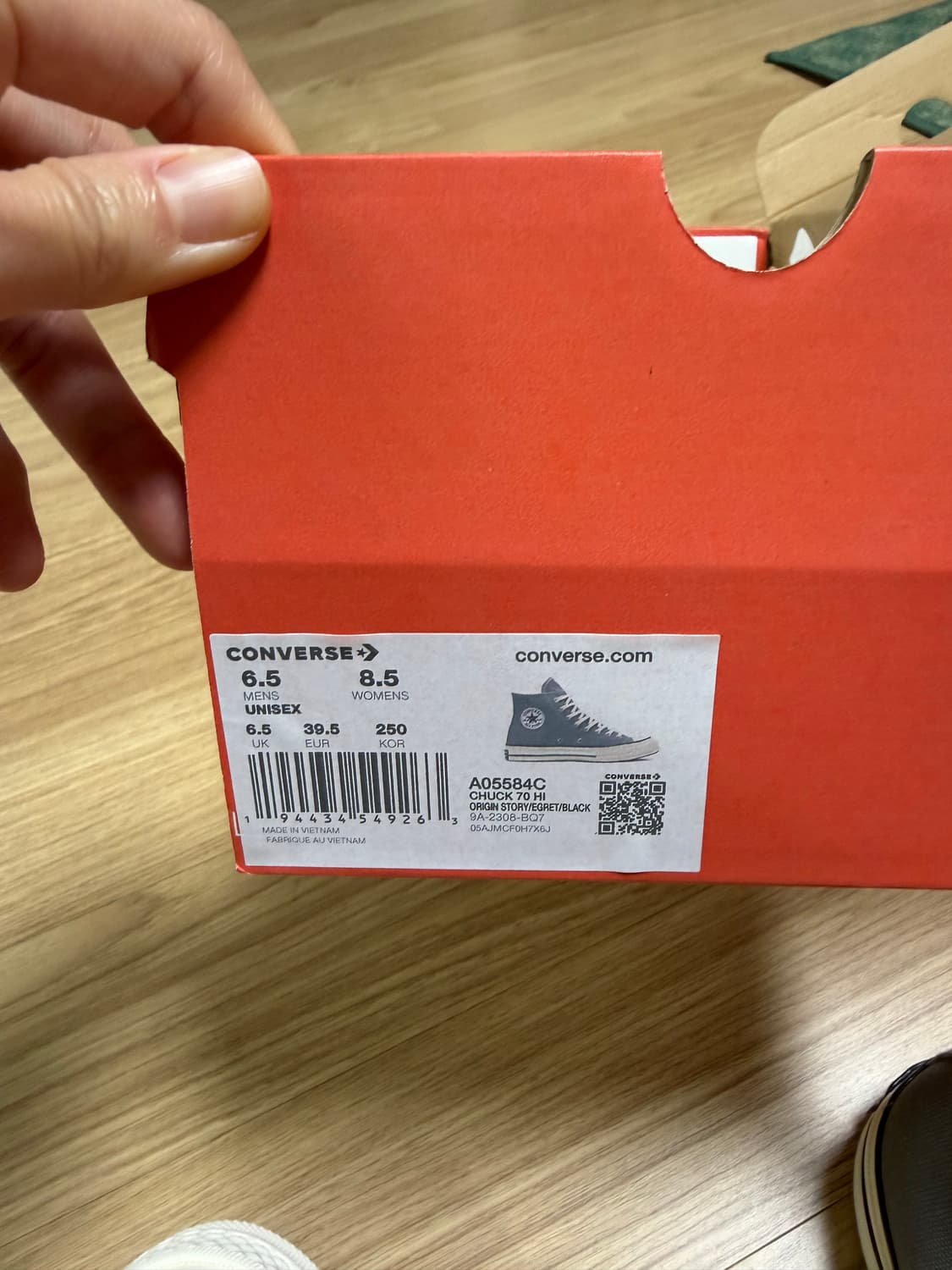 컨버스 척테일러 하이 GREY 250 (새상품) 상품이미지4