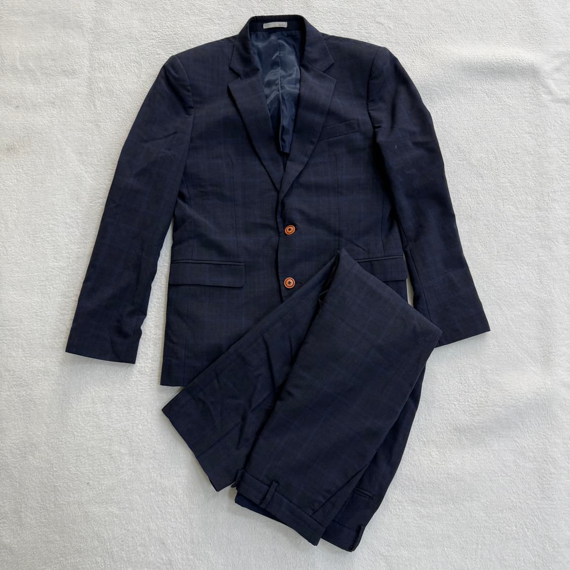 100 지오지아 체크 네이비 정장 셋업 0317T 상품이미지1
