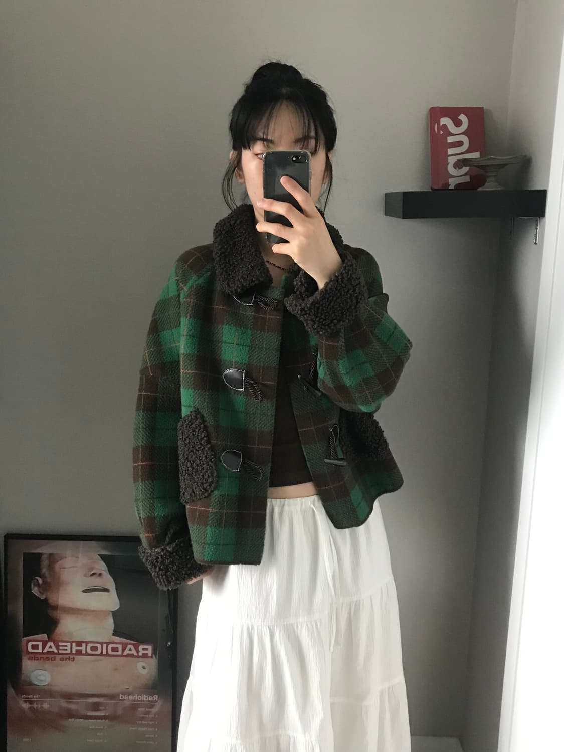 일본 JPN 빈티지 타단 체크 떡볶이 쉐르파 자켓 상품이미지4