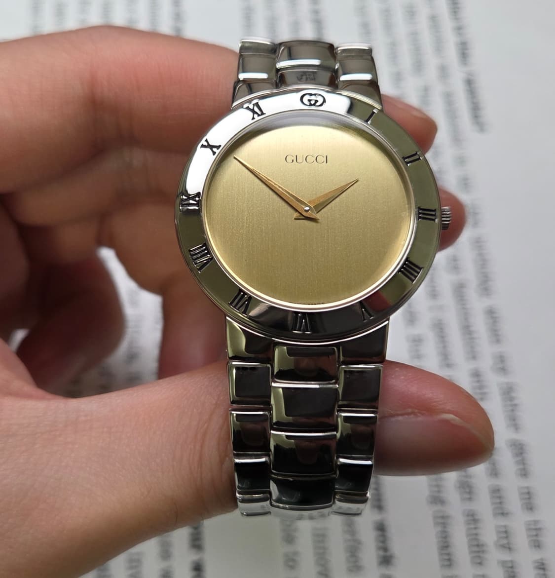 빈티지 구찌 클래식 3300.2.M 샴골판 칼침핸즈 브레이슬릿 ver.
 상품이미지3