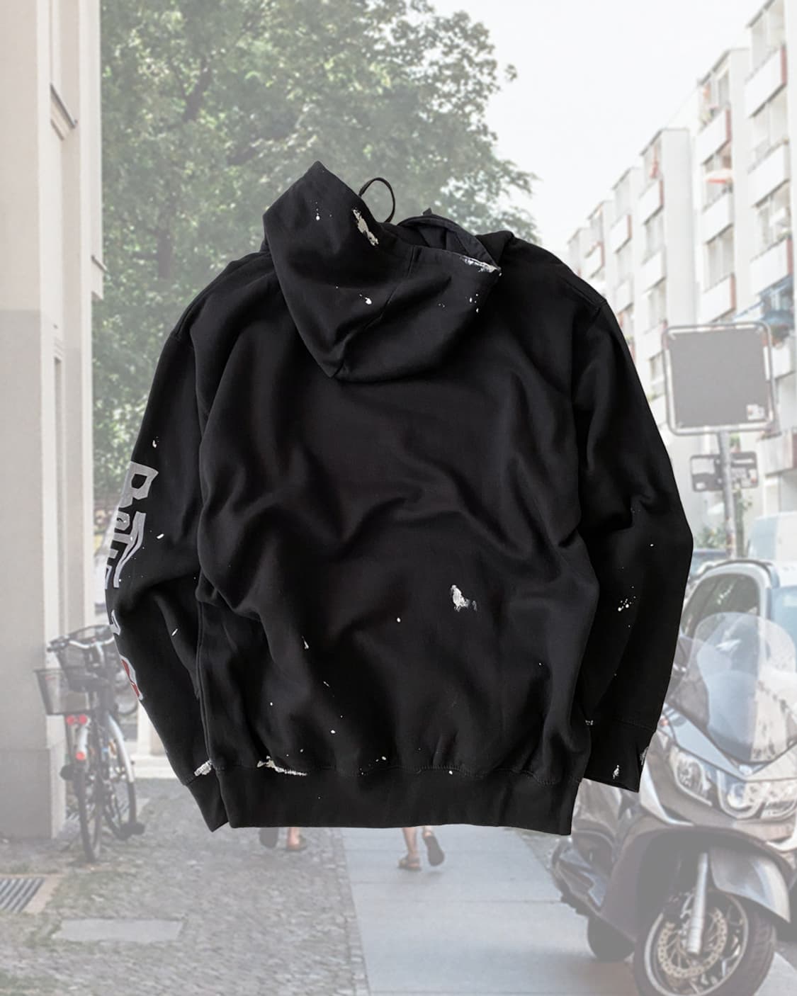 Poetic Justice 2pac 페인팅 블랙 후드티 상품이미지2