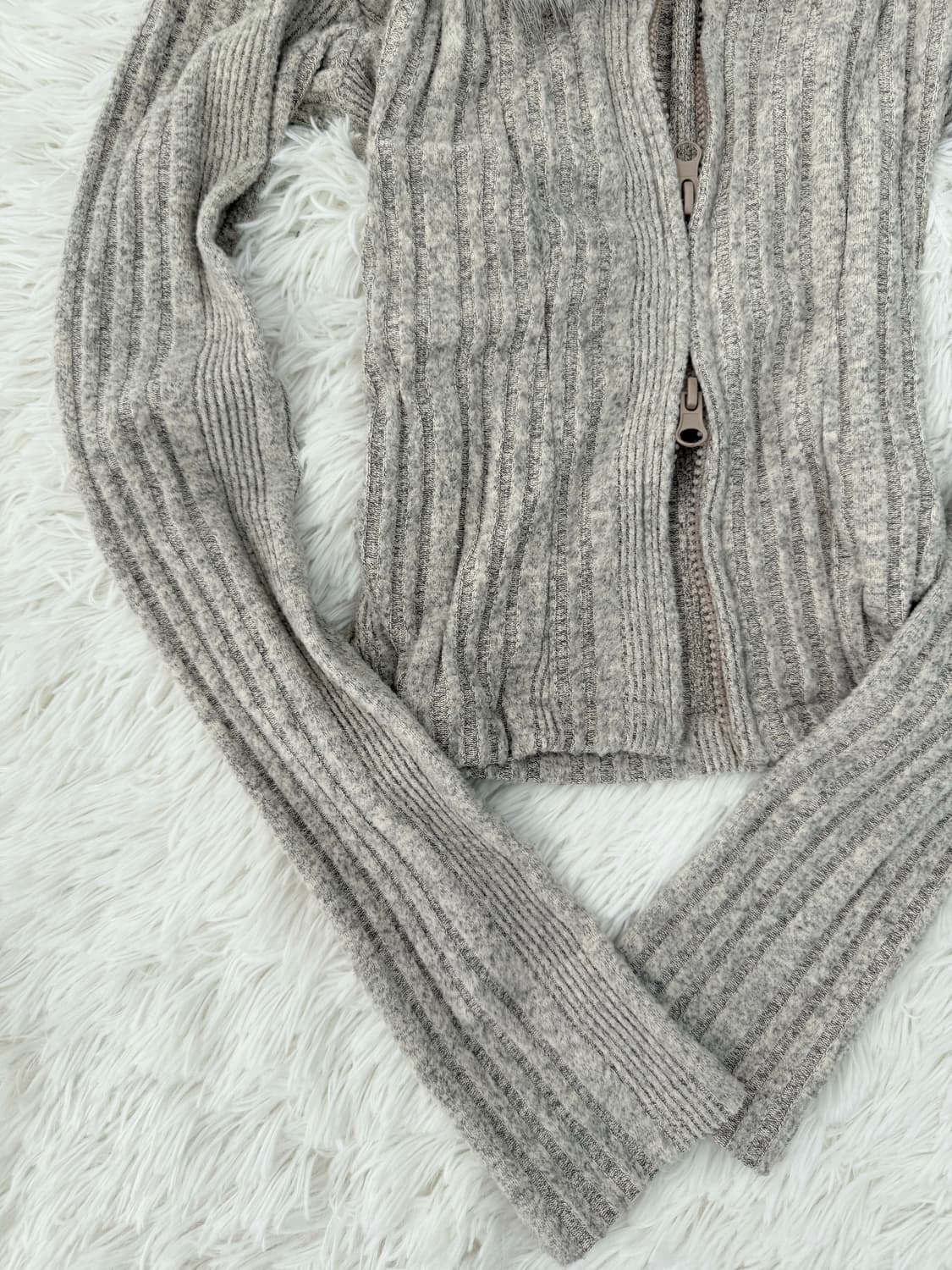 토끼 퍼 그레이 집업 후디 상품이미지4