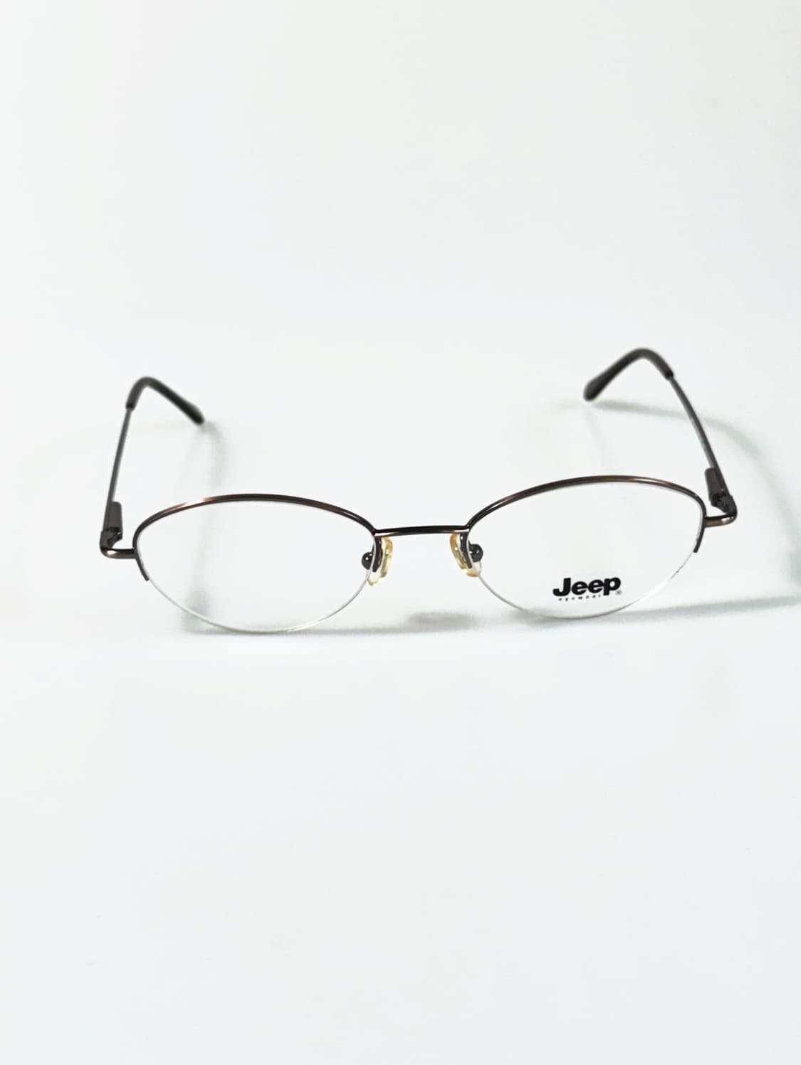 90s Jeep 브라운 오벌 반무테 프레임 빈티지 안경 상품이미지1