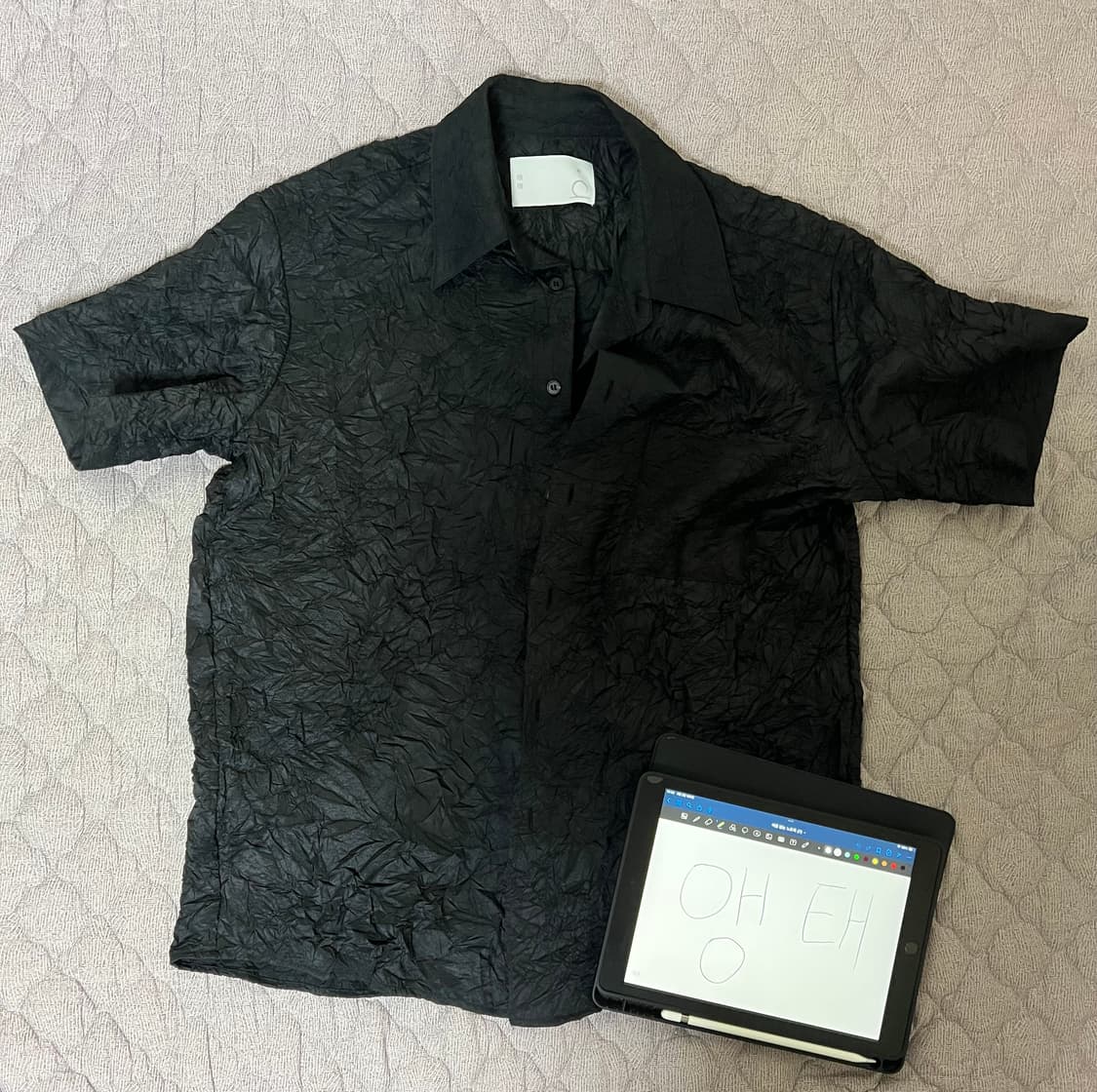 음양Irregular wrinkled half shirt 1사이즈 상품이미지2