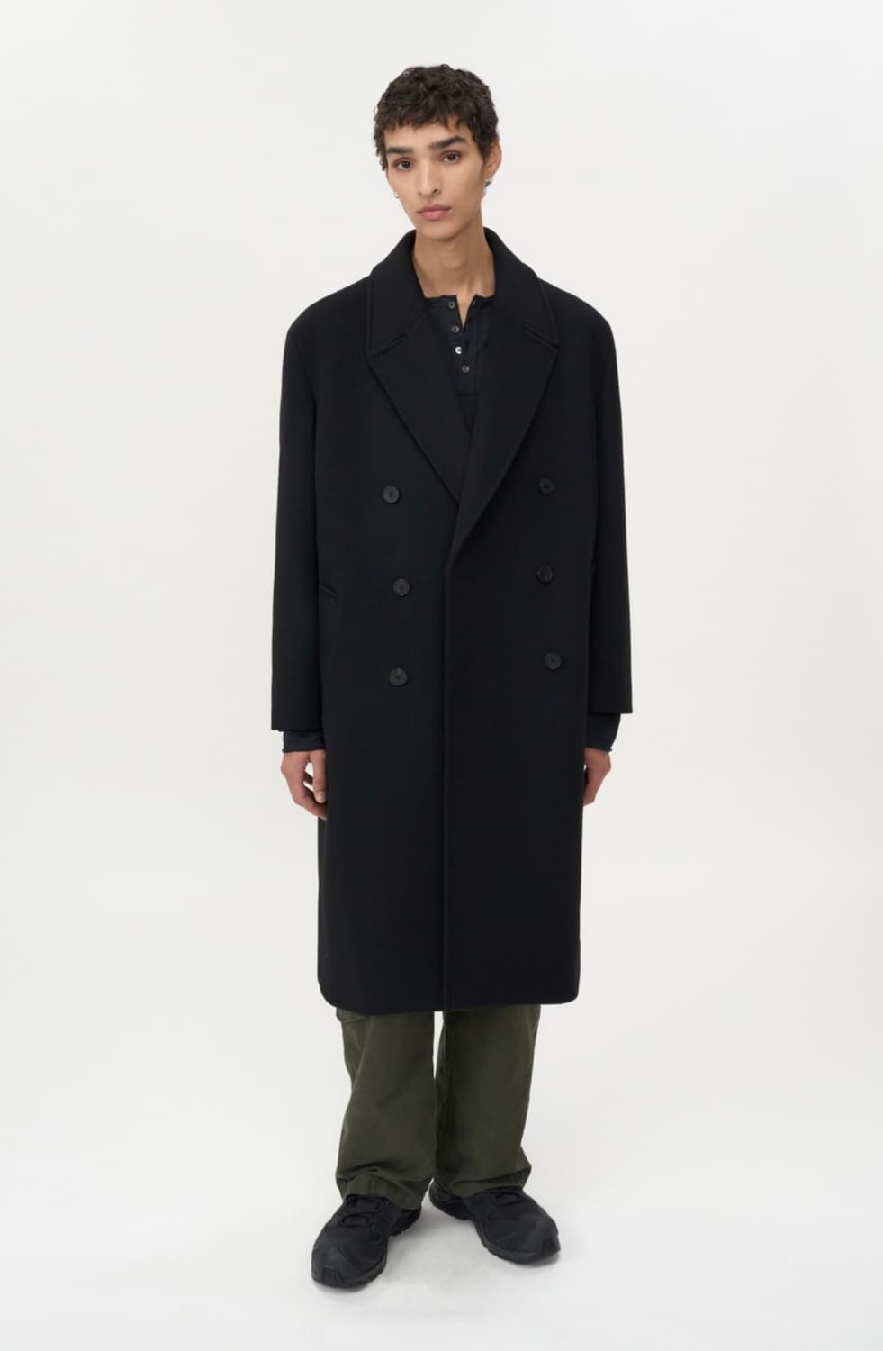 (L) 인사일런스 캐시미어 더블 롱 코트 블랙 상품이미지1