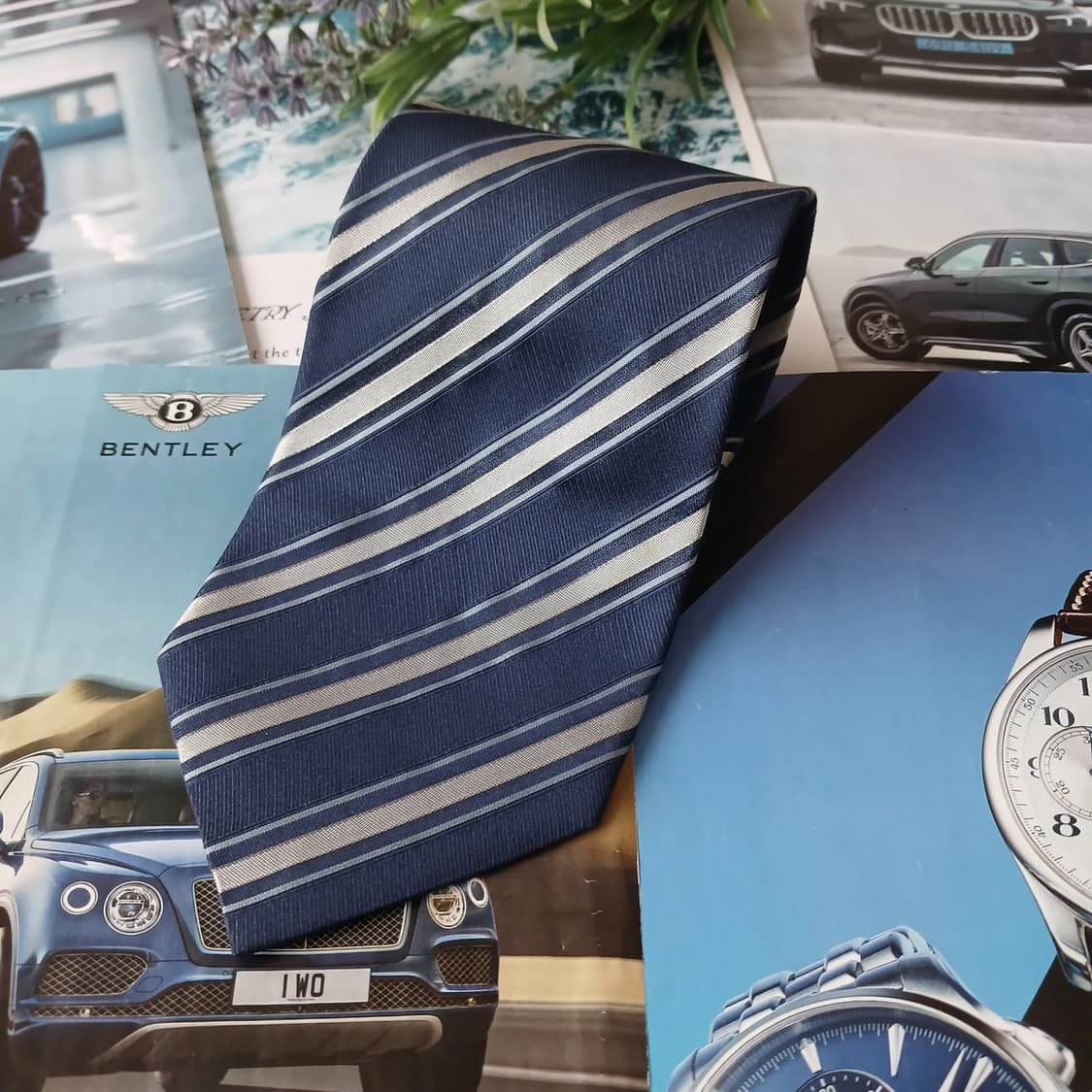 소니아 리키엘 네이비 스트라이프 넥타이 9.6cm A+등급 A19511
 상품이미지4