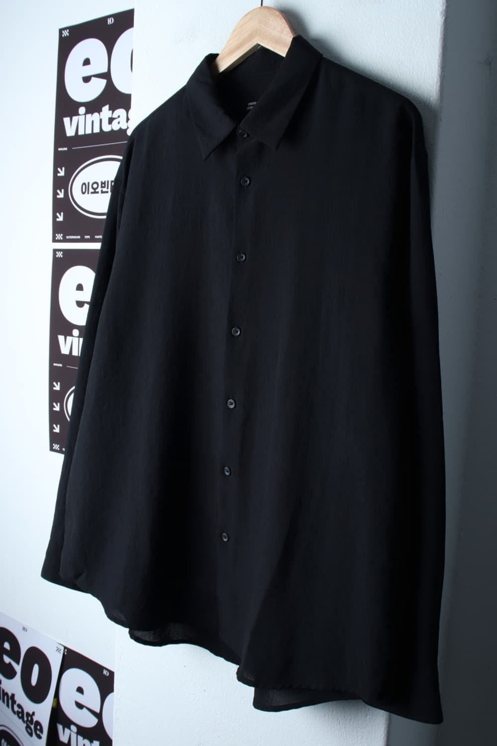 (L-XL) 무신사 스탠다드 셔츠 남방 무지 블랙 경량 폴리-H33542 상품이미지1