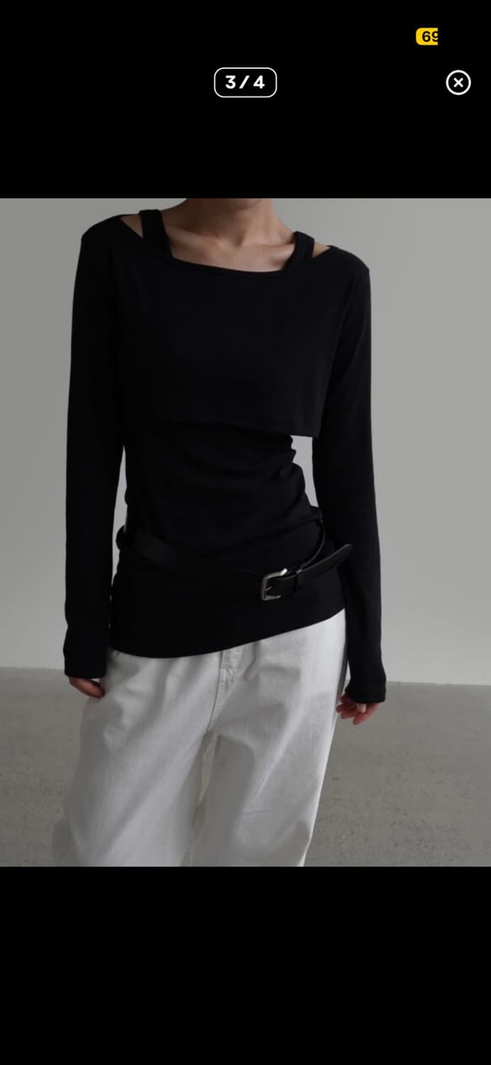 라룸 레이어드 크롭세트 블랙  상품이미지1