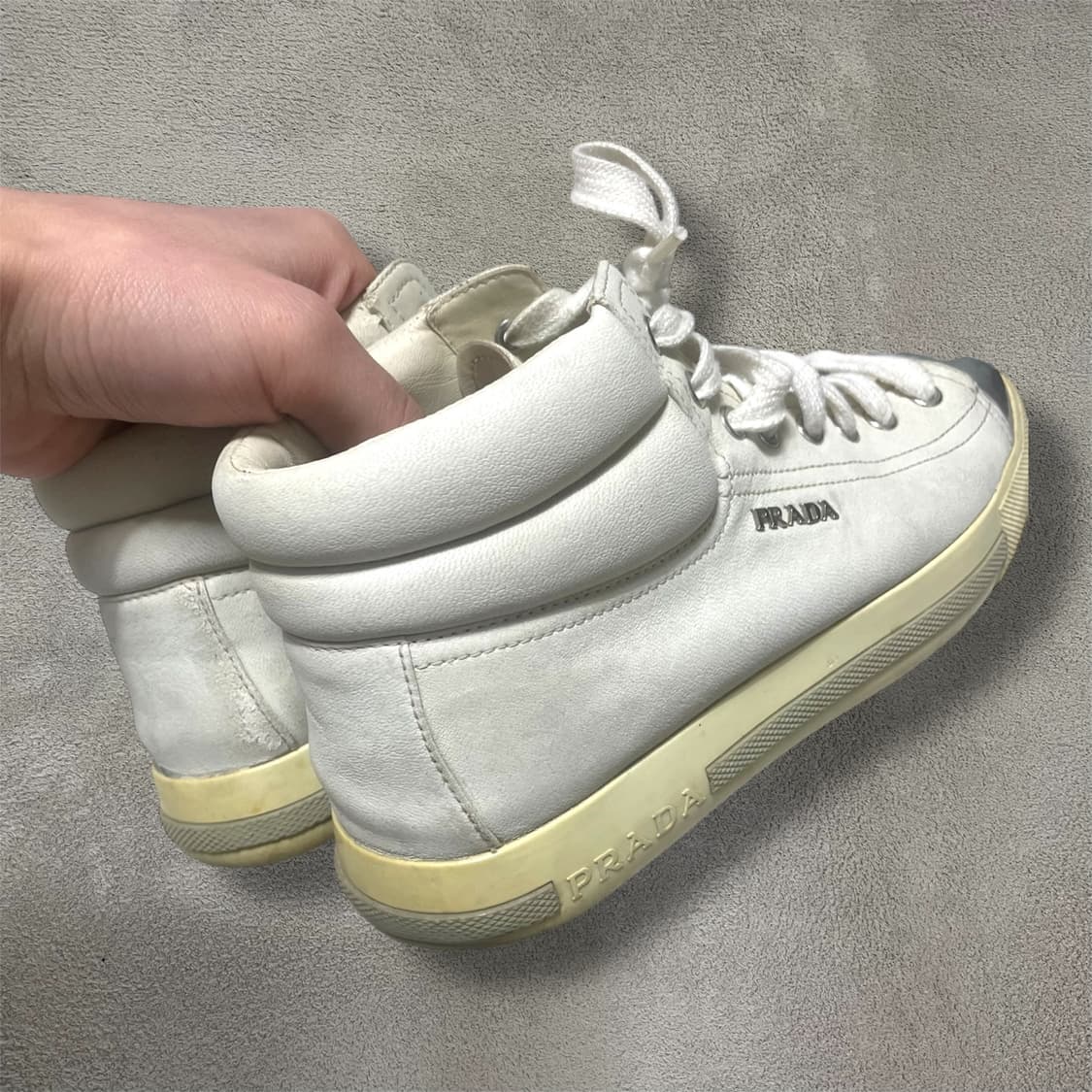 230~235) 프라다 여성 레더 가죽 스니커즈 화이트 상품이미지8