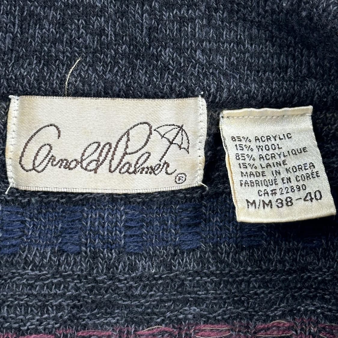 VTG 빈티지 클래식 패턴 긴팔 니트 카라티 챠콜 M 상품이미지5