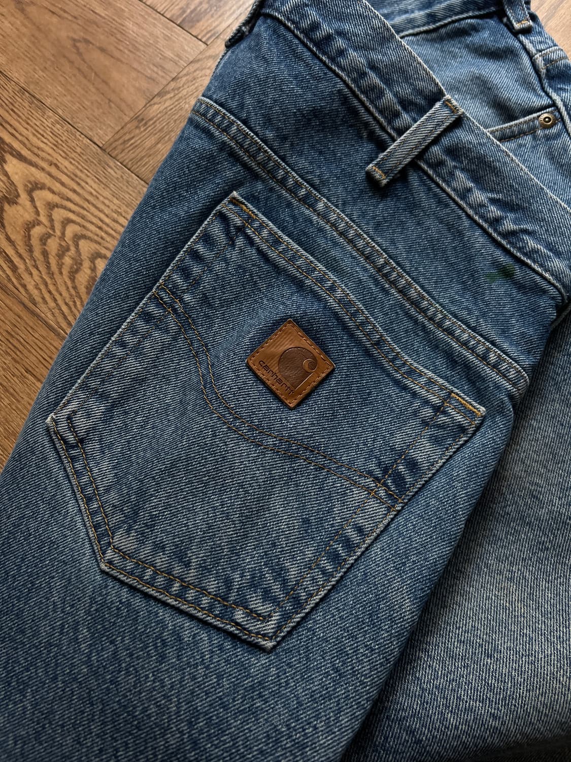 [36]칼하트 USA 빈티지 워싱 체크 라이닝 워크 데님 팬츠 상품이미지6