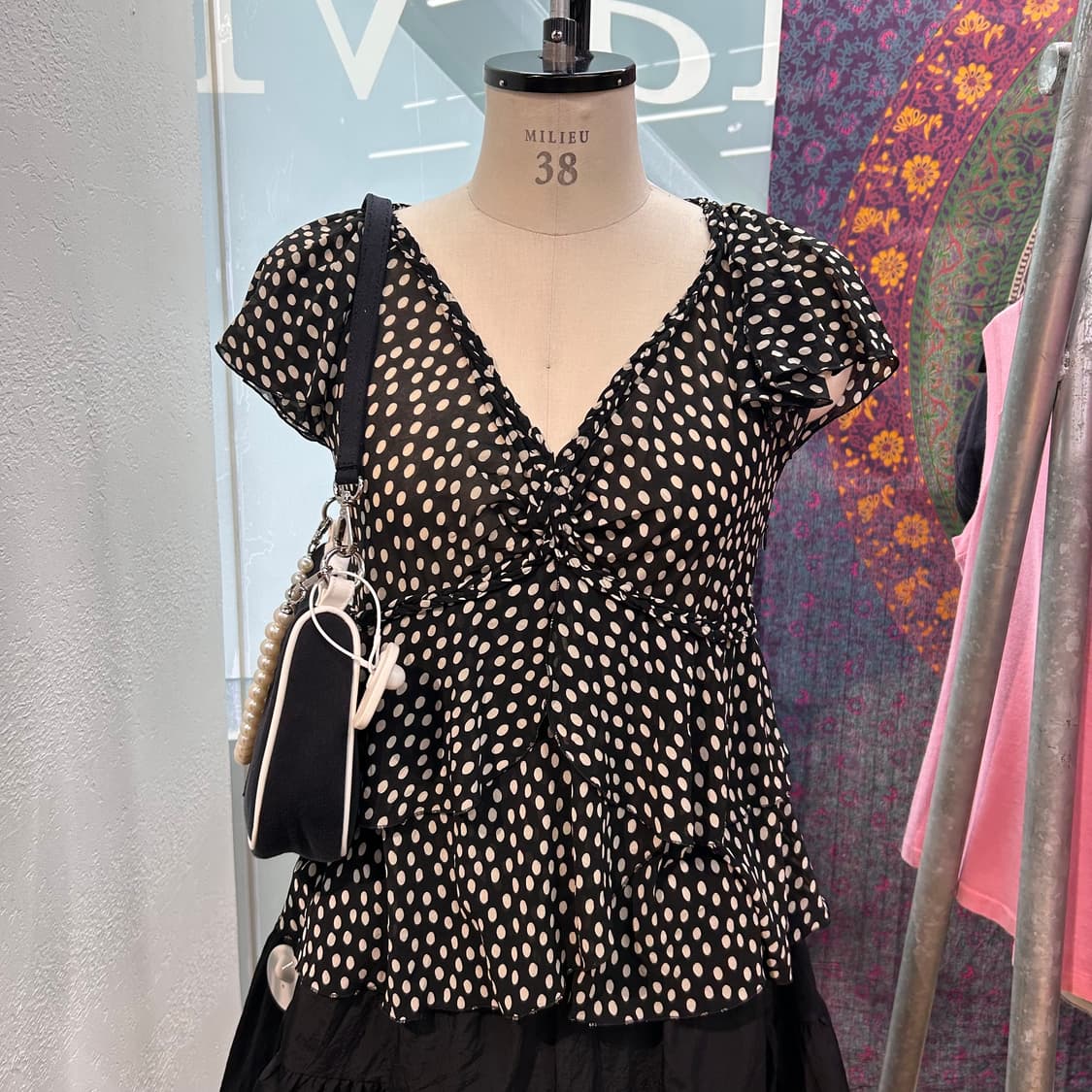 Vintage y2k Dot Feminine Top 상품이미지1