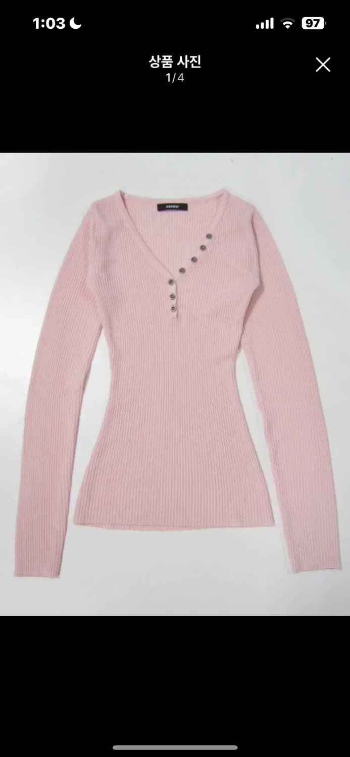 이즈이즈 BUTTON KNIT BABY PINK 버튼 니트 베이비 핑크 상품이미지2
