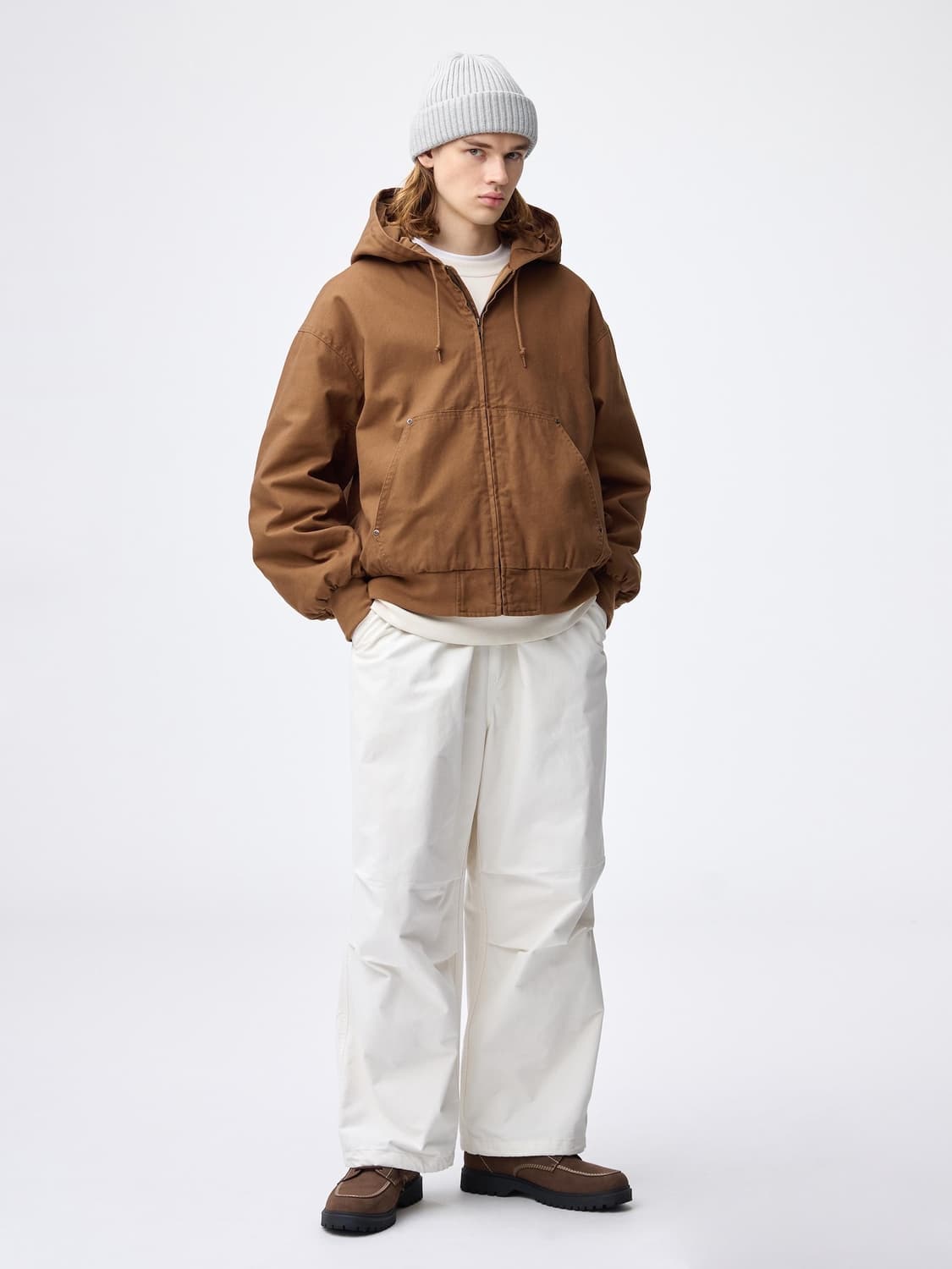 (새상품)(XL)GU 패디드 후드 집업 파카 (브라운) 액티브 자켓 상품이미지3