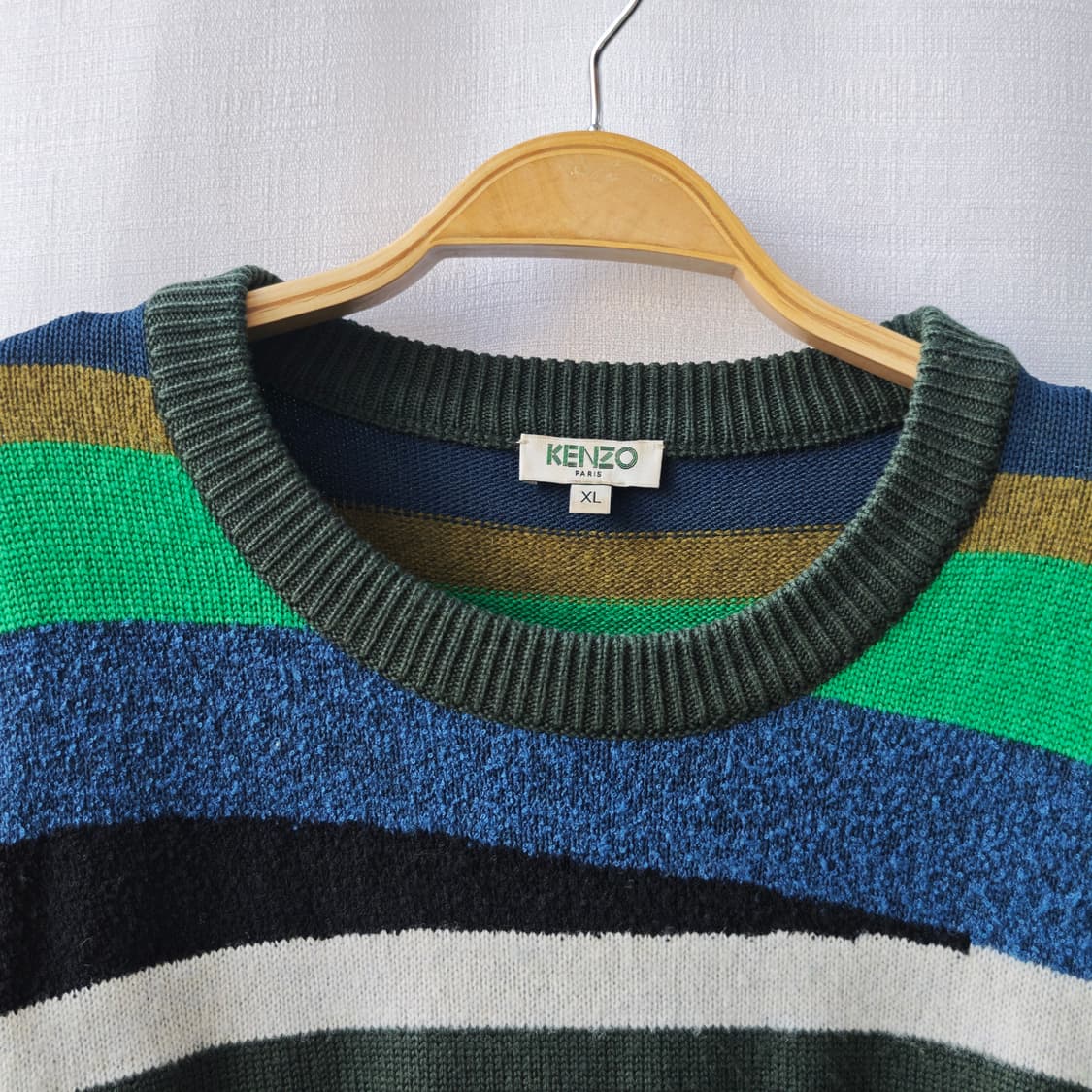 겐조 스트라이프 풀오버 니트 그린 블루 XL 상품이미지5