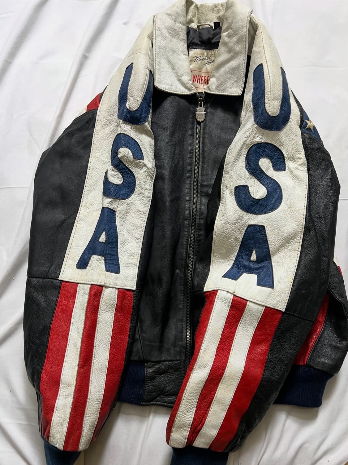 Michael Hoban 빈티지 성조기 가죽 자켓 상품이미지7