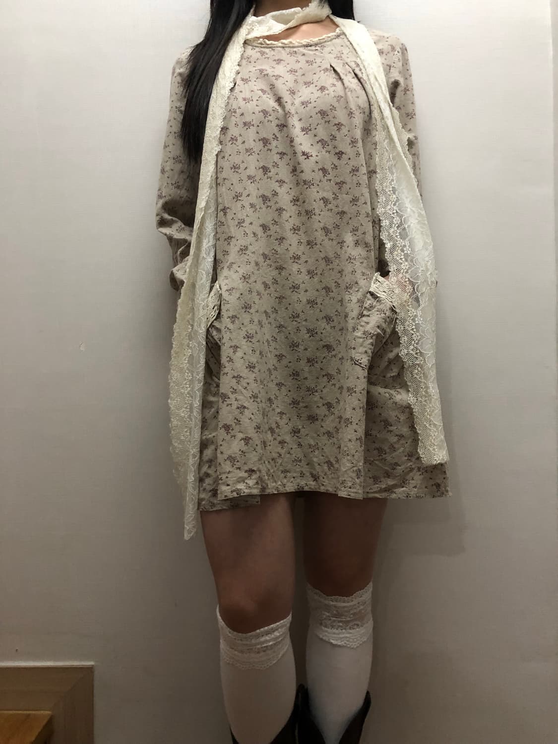 빈티지 오트밀 플라워 원피스 상품이미지3