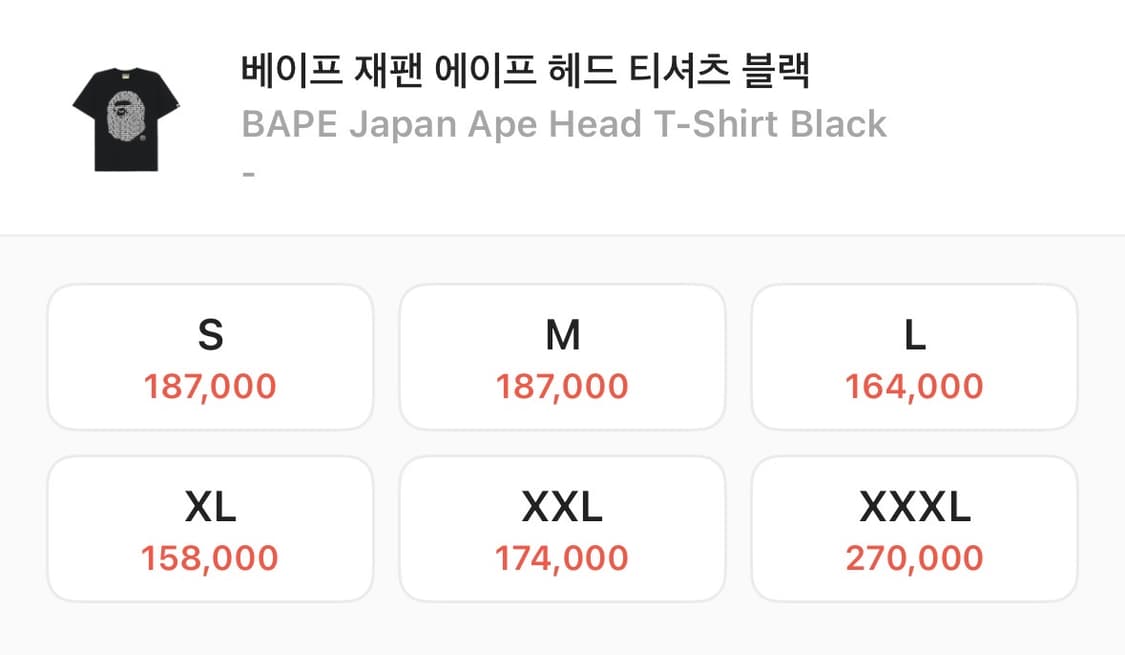 베이프 재팬 에이프 헤드 티셔츠 블랙 판매해요 상품이미지2
