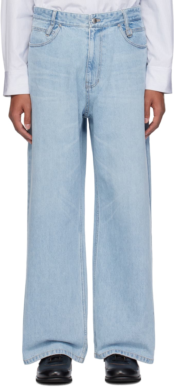 우영미 블루 글리터 와이드 진 46 새상품 상품이미지2