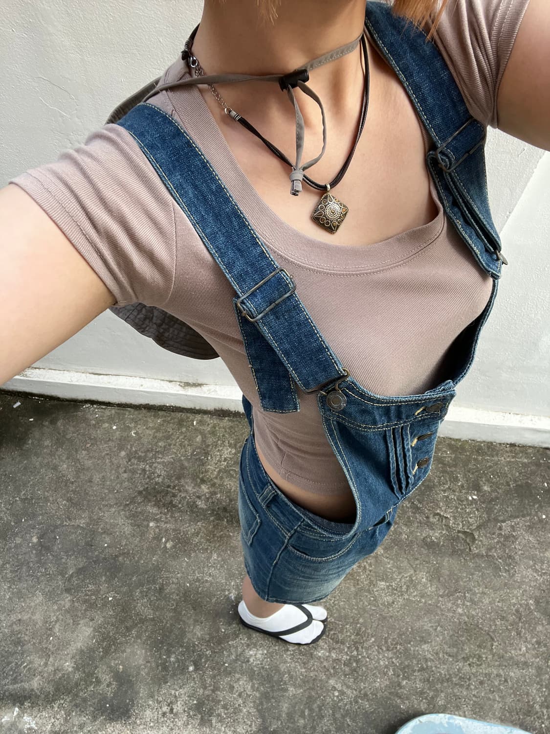 half denim overalls  상품이미지7