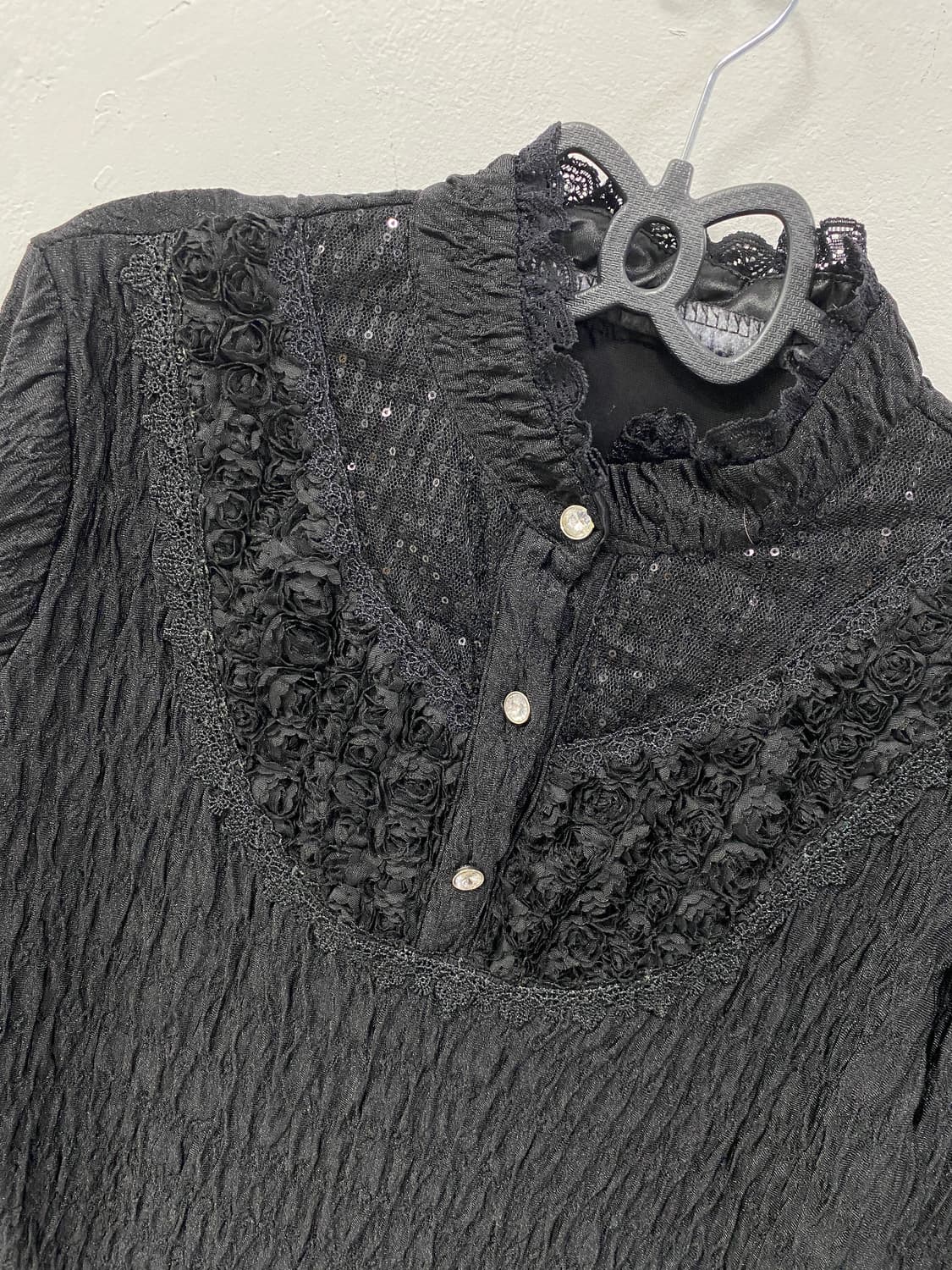 고딕 펑크 고스 레이스 글리터 블라우스 상품이미지6