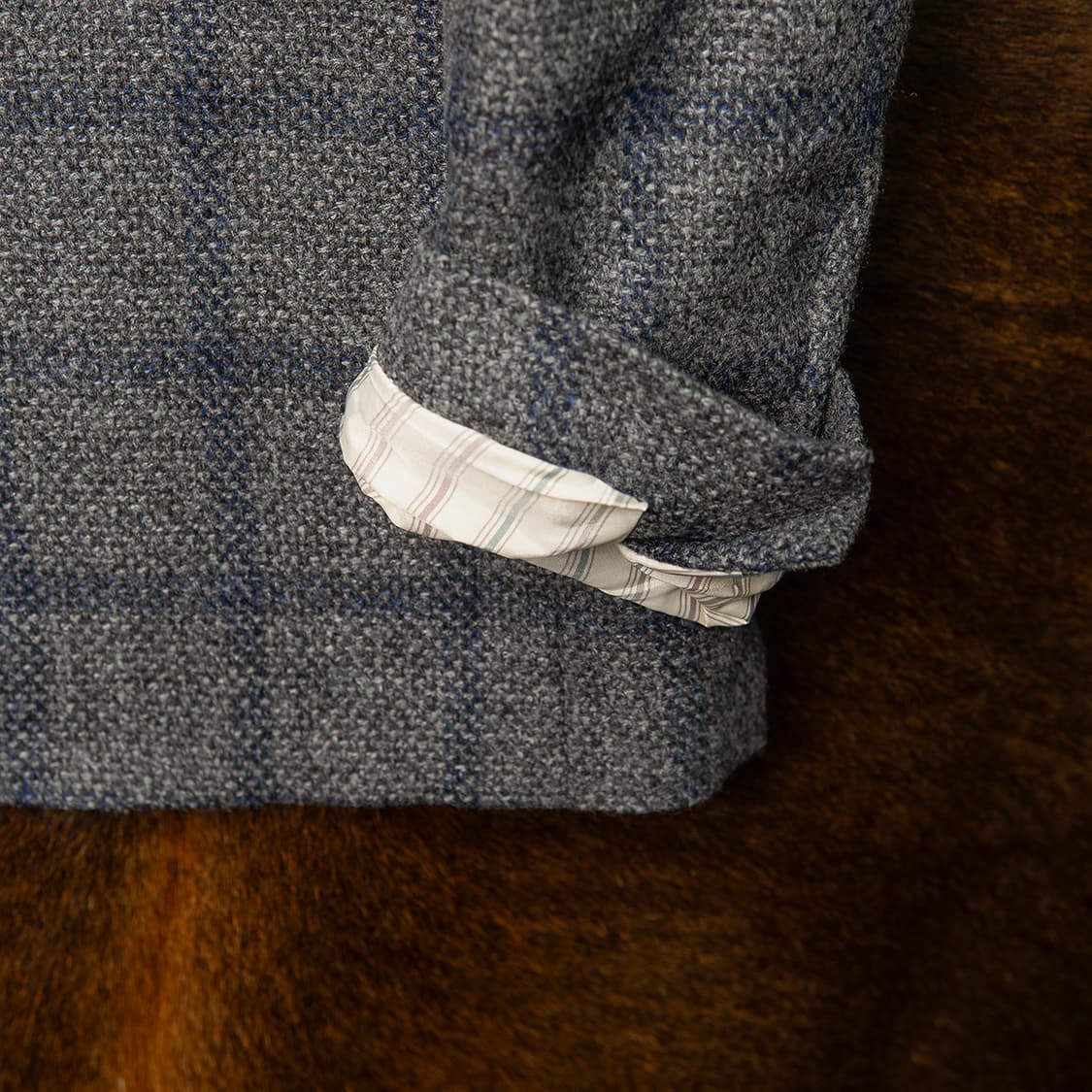 [52] 맨온더분 윈도우페인 체크 블레이져 그레이  상품이미지5