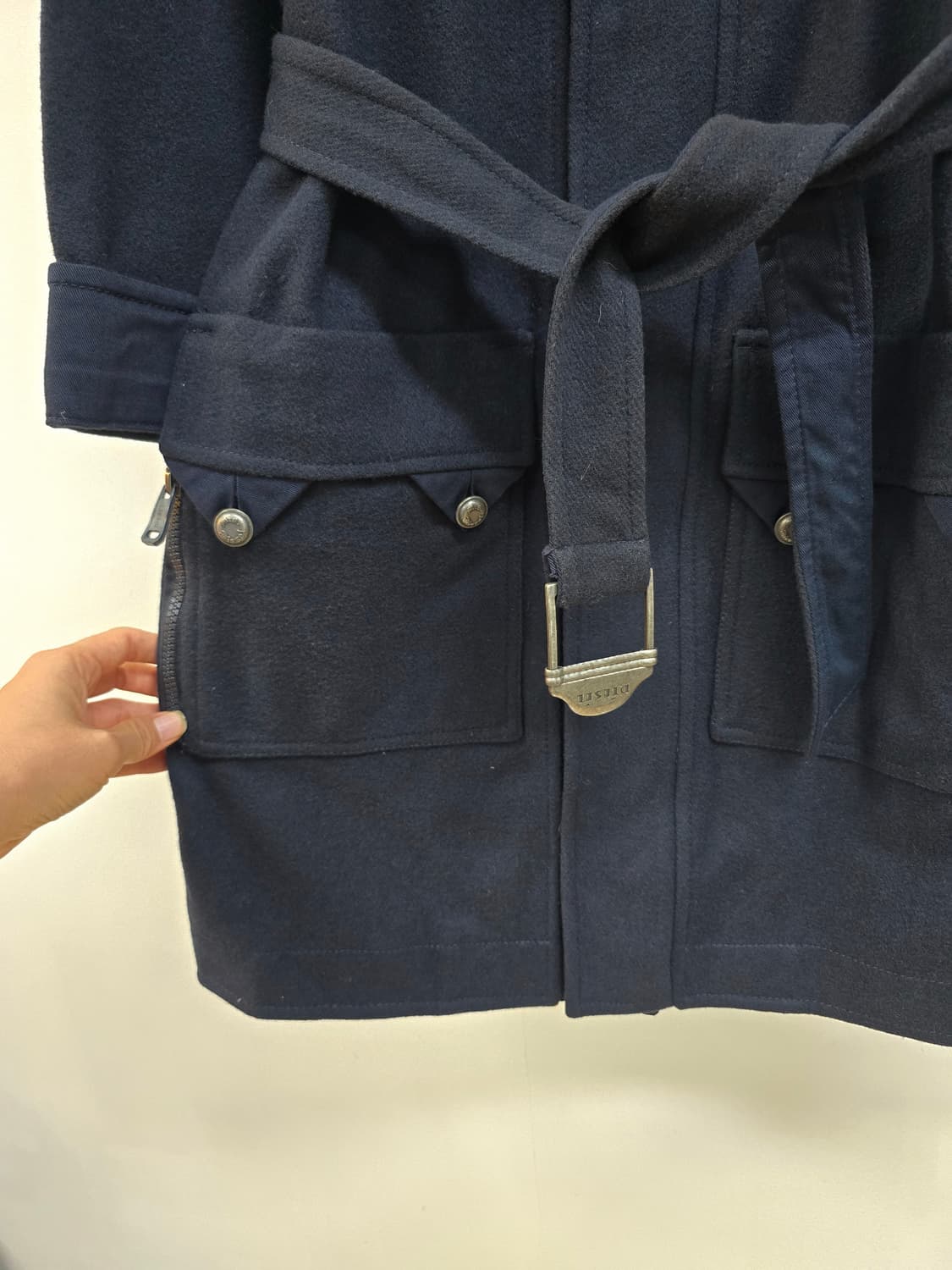 디젤 아카이브 벨티드 후드 울 코트 상품이미지7