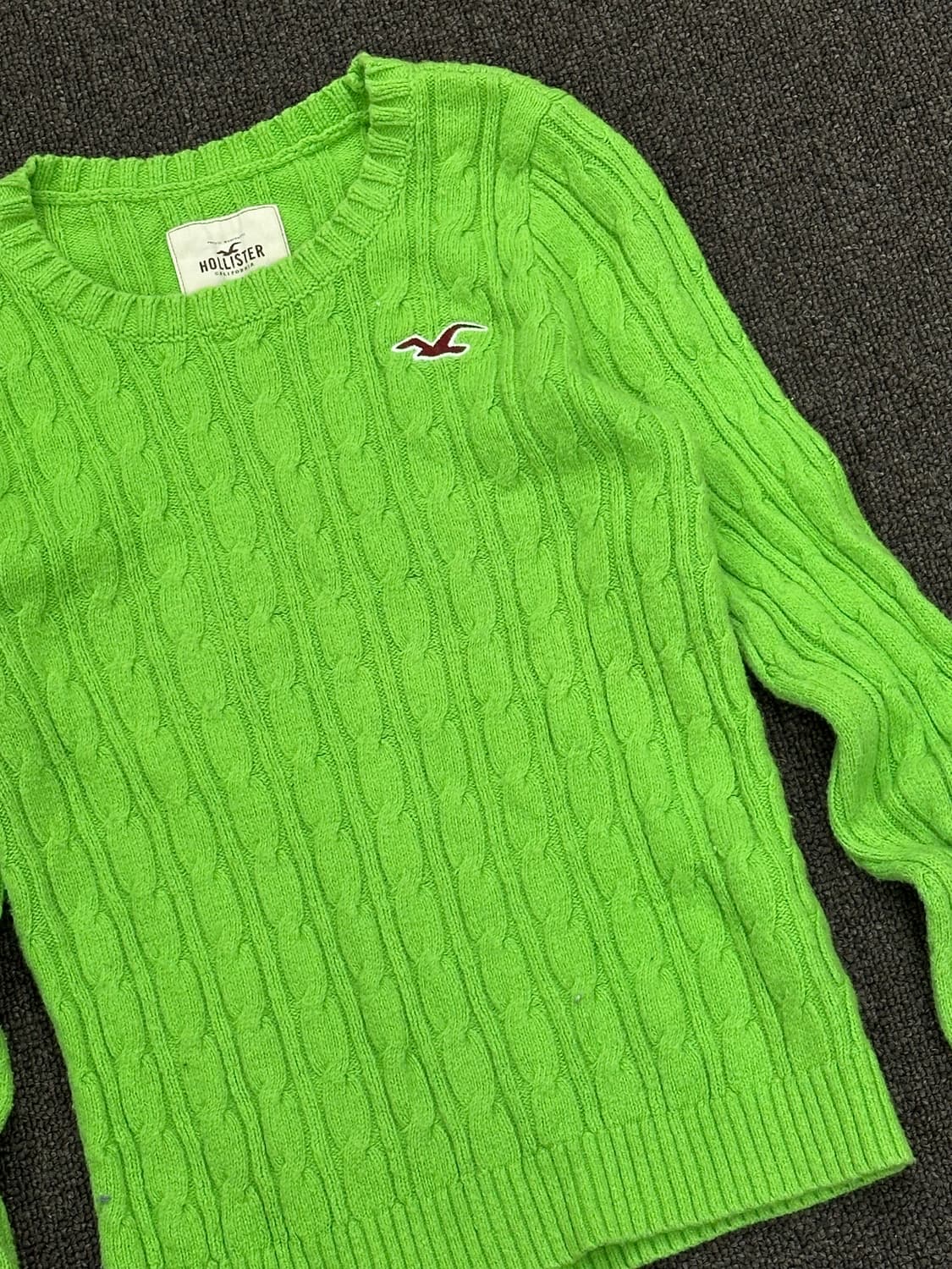 S)홀리스터 빈티지 여성 그린 케이블 크루넥 니트 상품이미지2