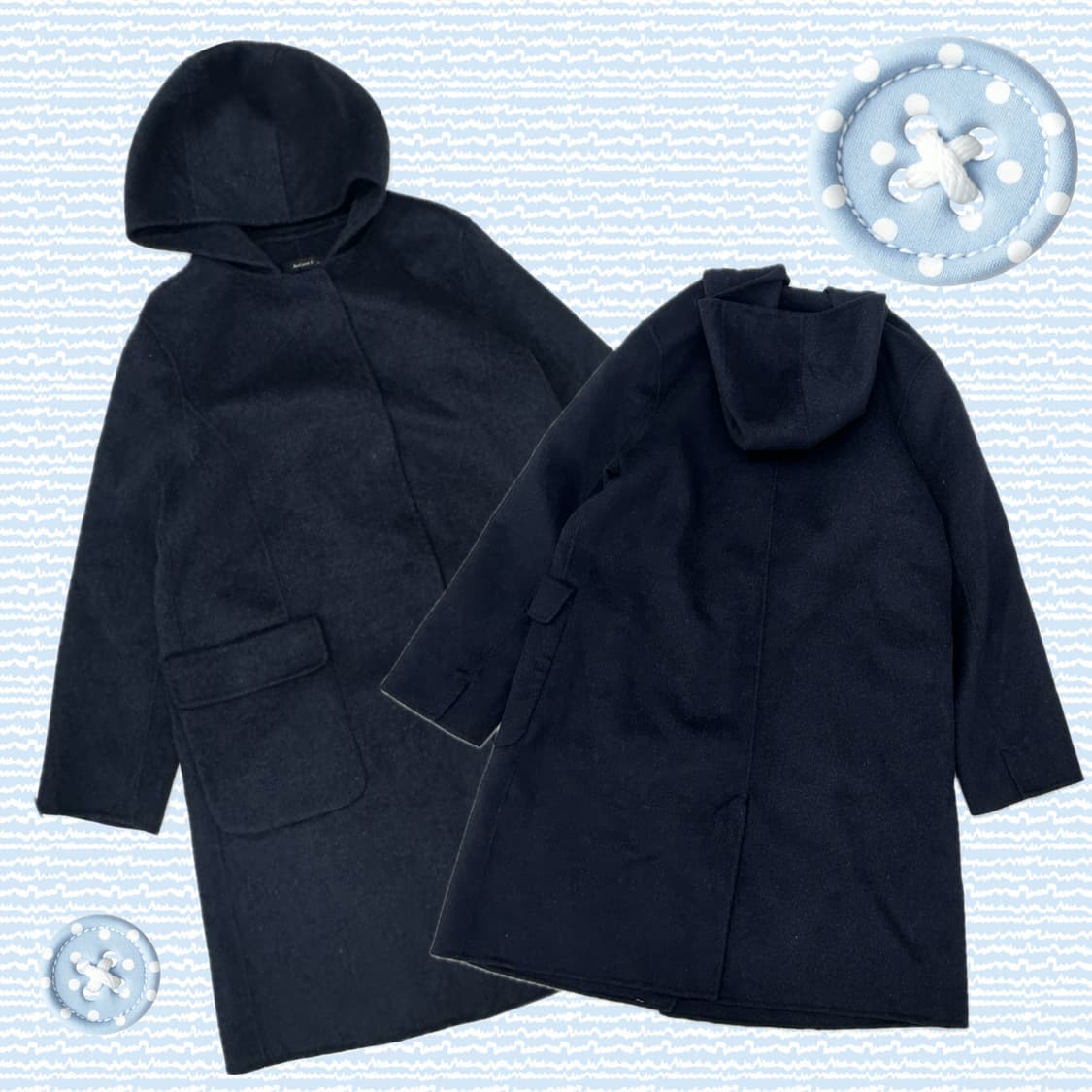 ❄️사와코 우비소녀깔 후드 미디 코트❄️오버핏 루즈핏 그런지 히피 고갸루 상품이미지1