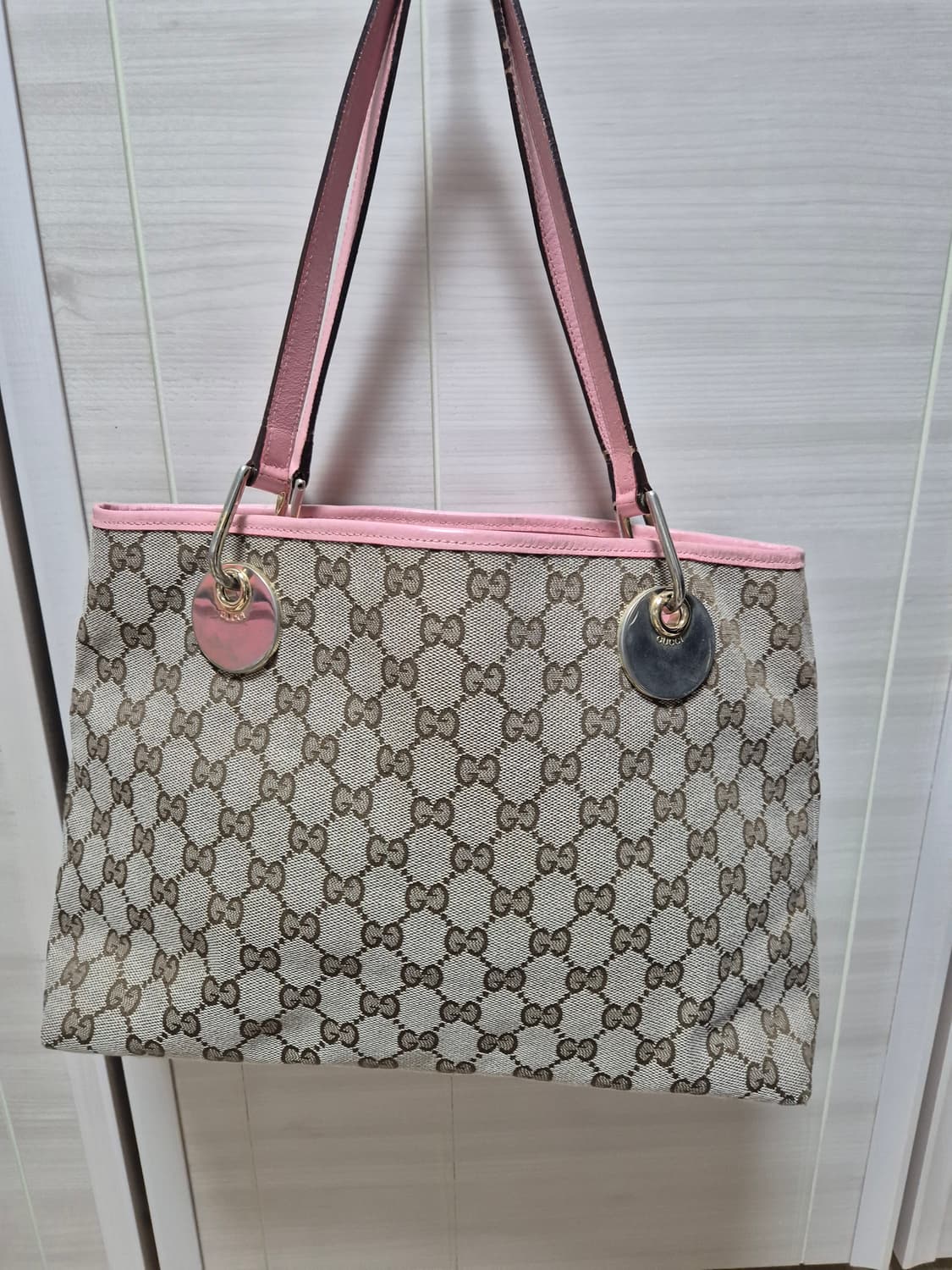 (정품) 구찌 GG로고 핑크 숄더백 토트백 자가드 상품이미지1