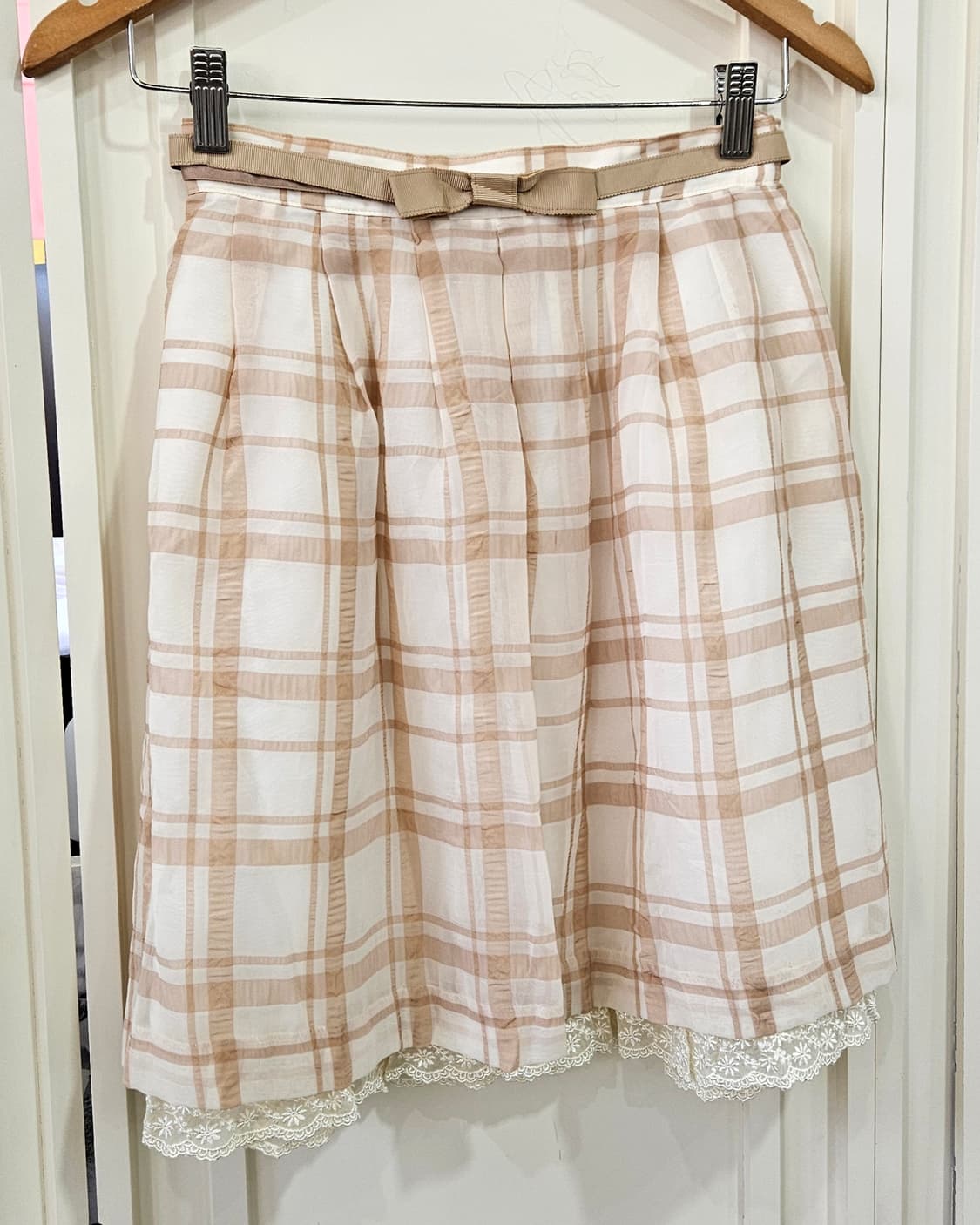 레스트로즈 밀크라떼 체크 스커트 상품이미지2