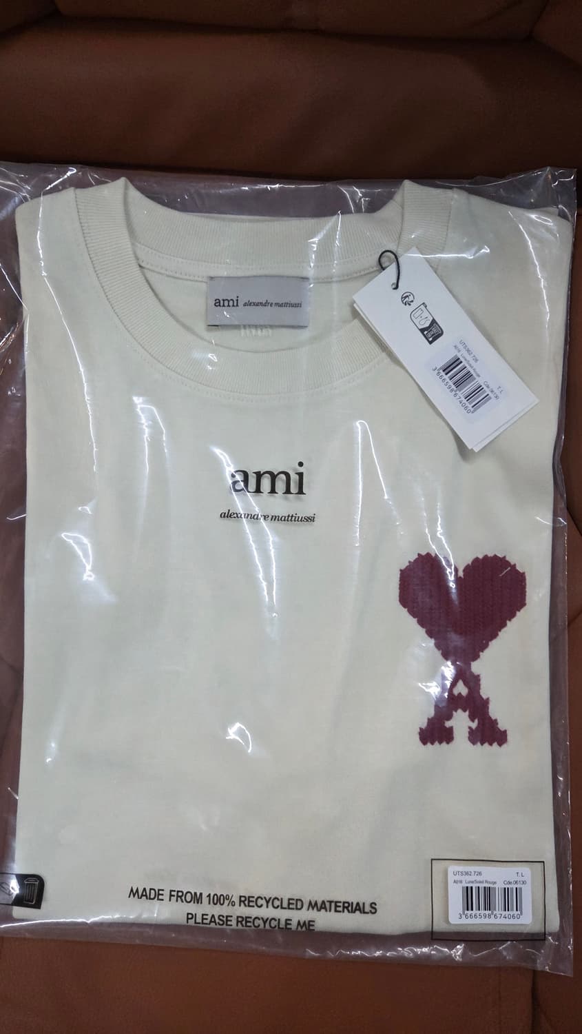 아미 빅로고 자수 반팔티 아이보리 L(새상품/정품) 상품이미지1