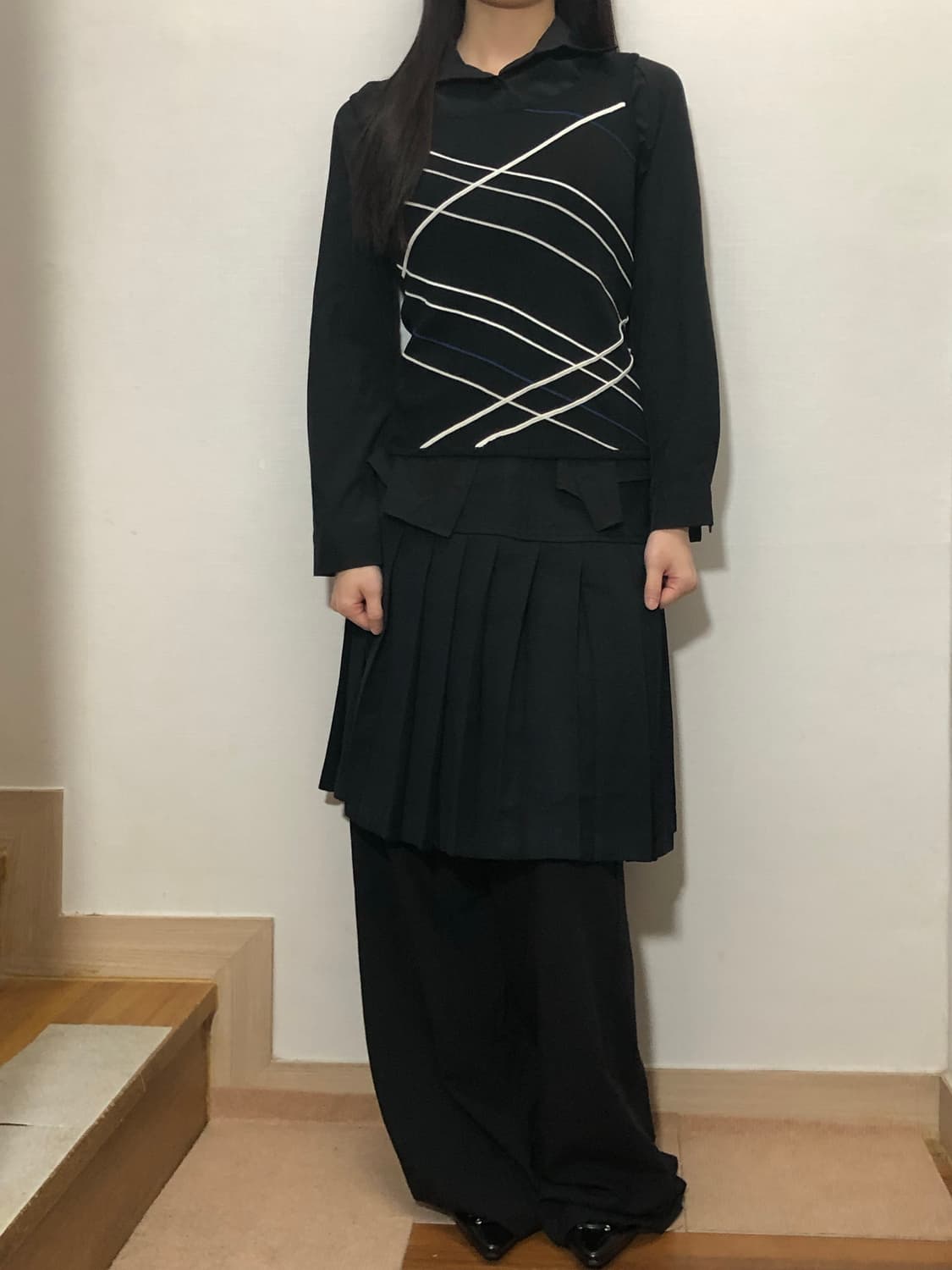 빈티지 블랙 스트라이프 슬리브리스 상품이미지6