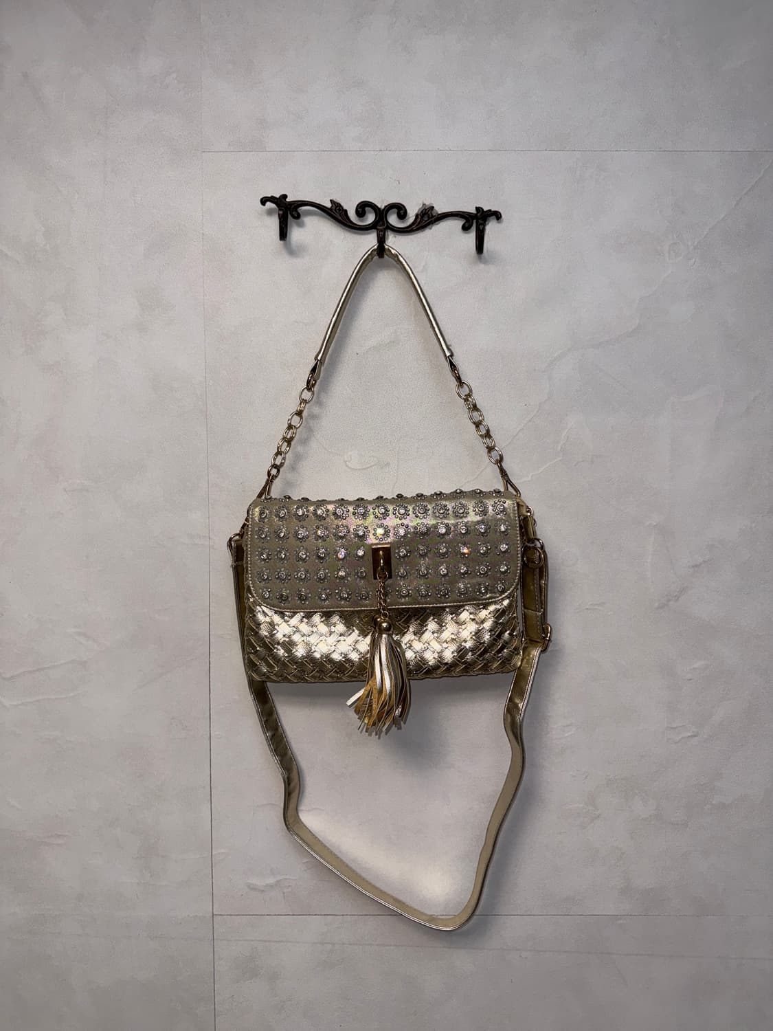 Gold flower cubic tassel chain 투웨이백 상품이미지2