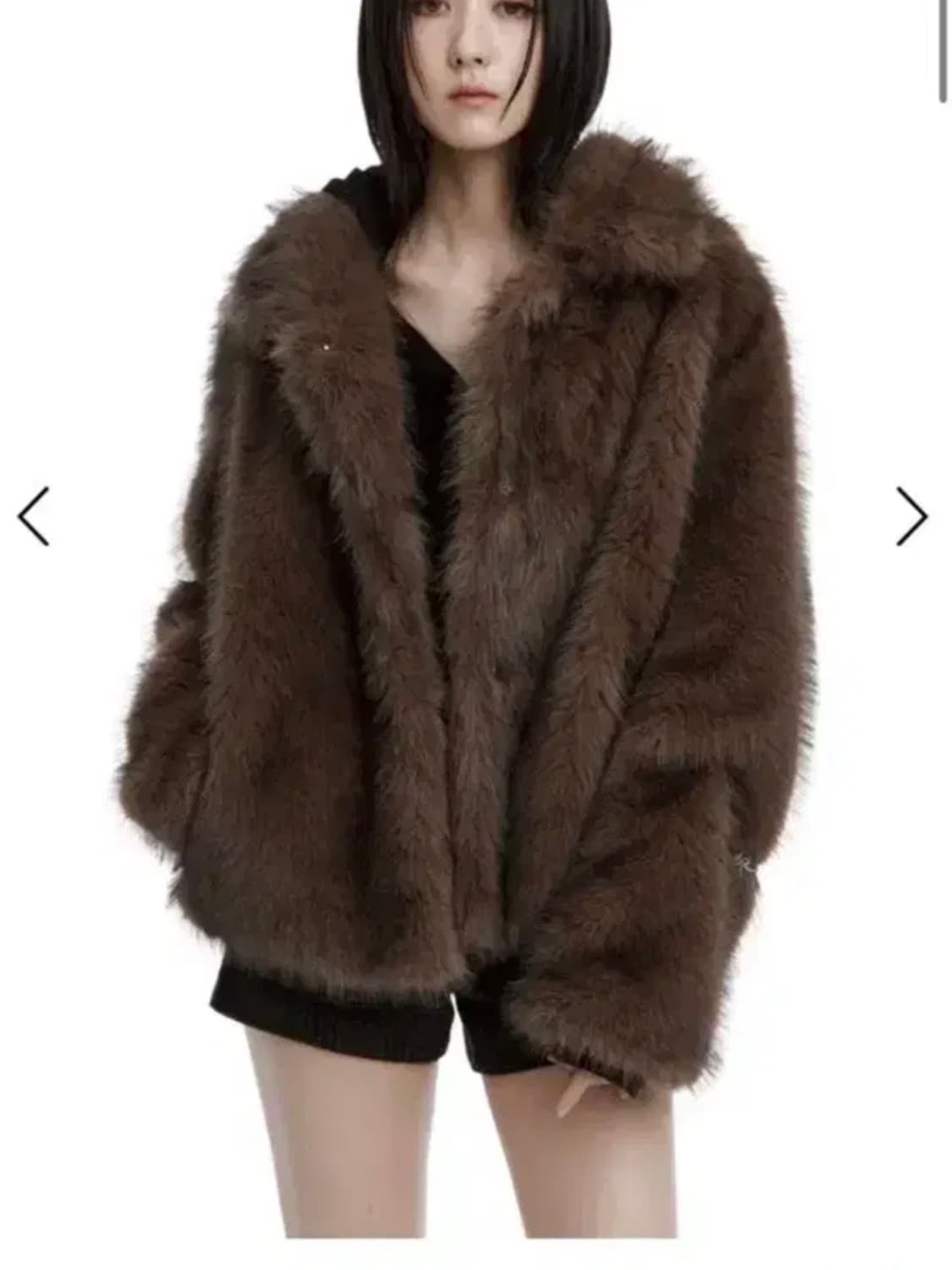 러프넥 모카 페이크 퍼 자켓 s 상품이미지1