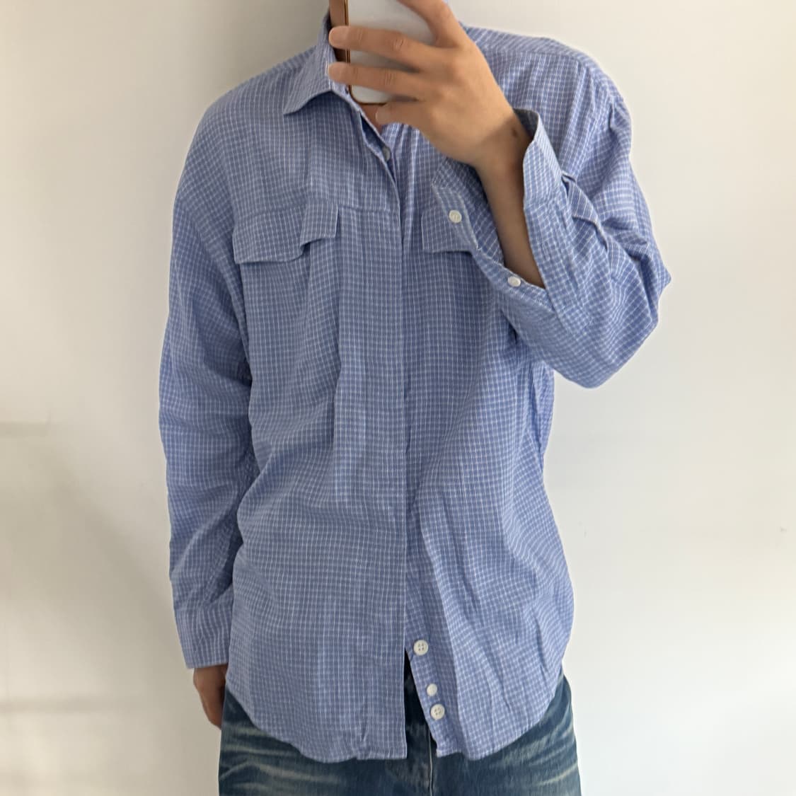  23HOMME 블루 체크 셔츠 상품이미지1