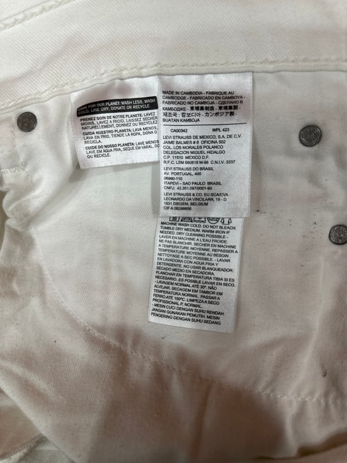 리바이스 514 화이트데님 34 상품이미지5